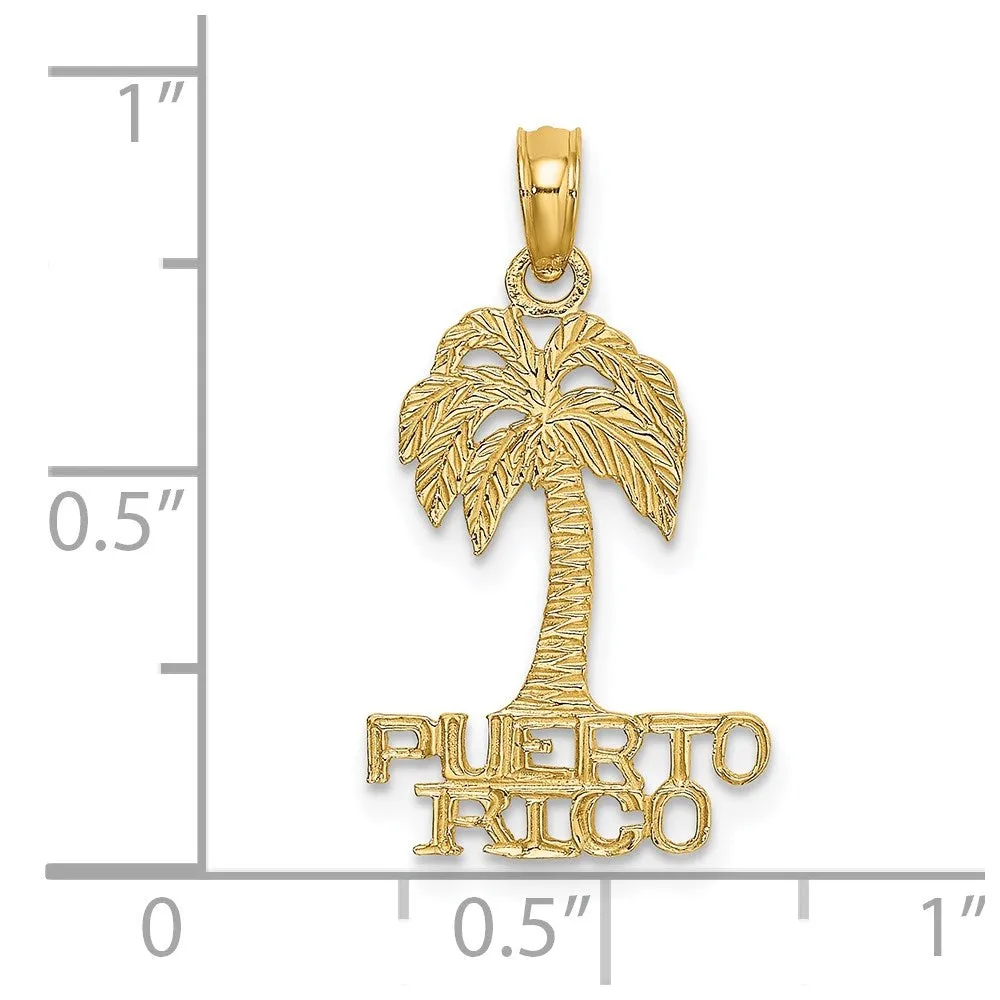 14K Flat PUERTO RICO Under Palm Tree Charm