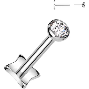 18 Gauge 1/4 3mm CZ Gem Medical Grade Titanium Reversible Flat Back Earring
