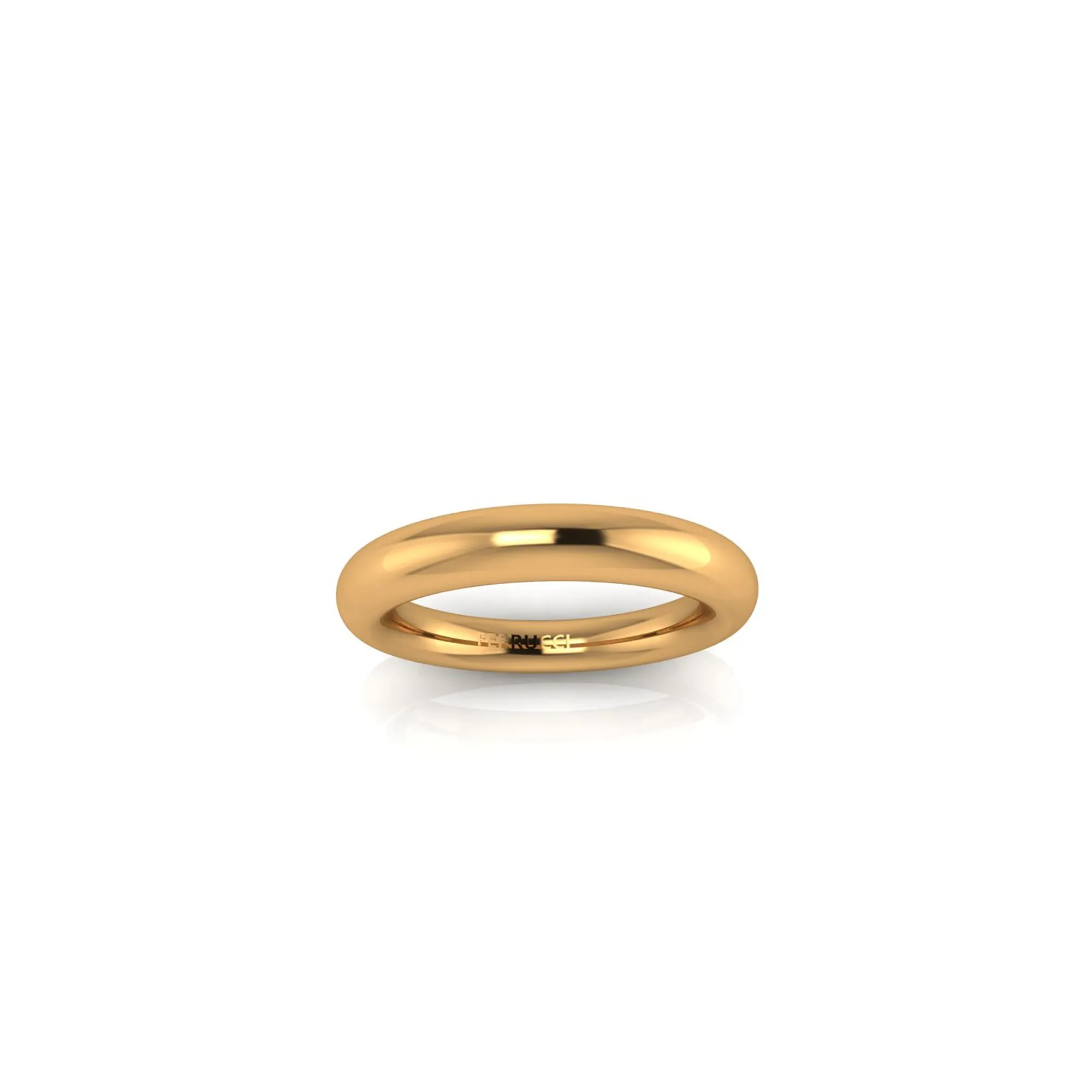 18 Karat Solid Yellow Gold Rounded Band