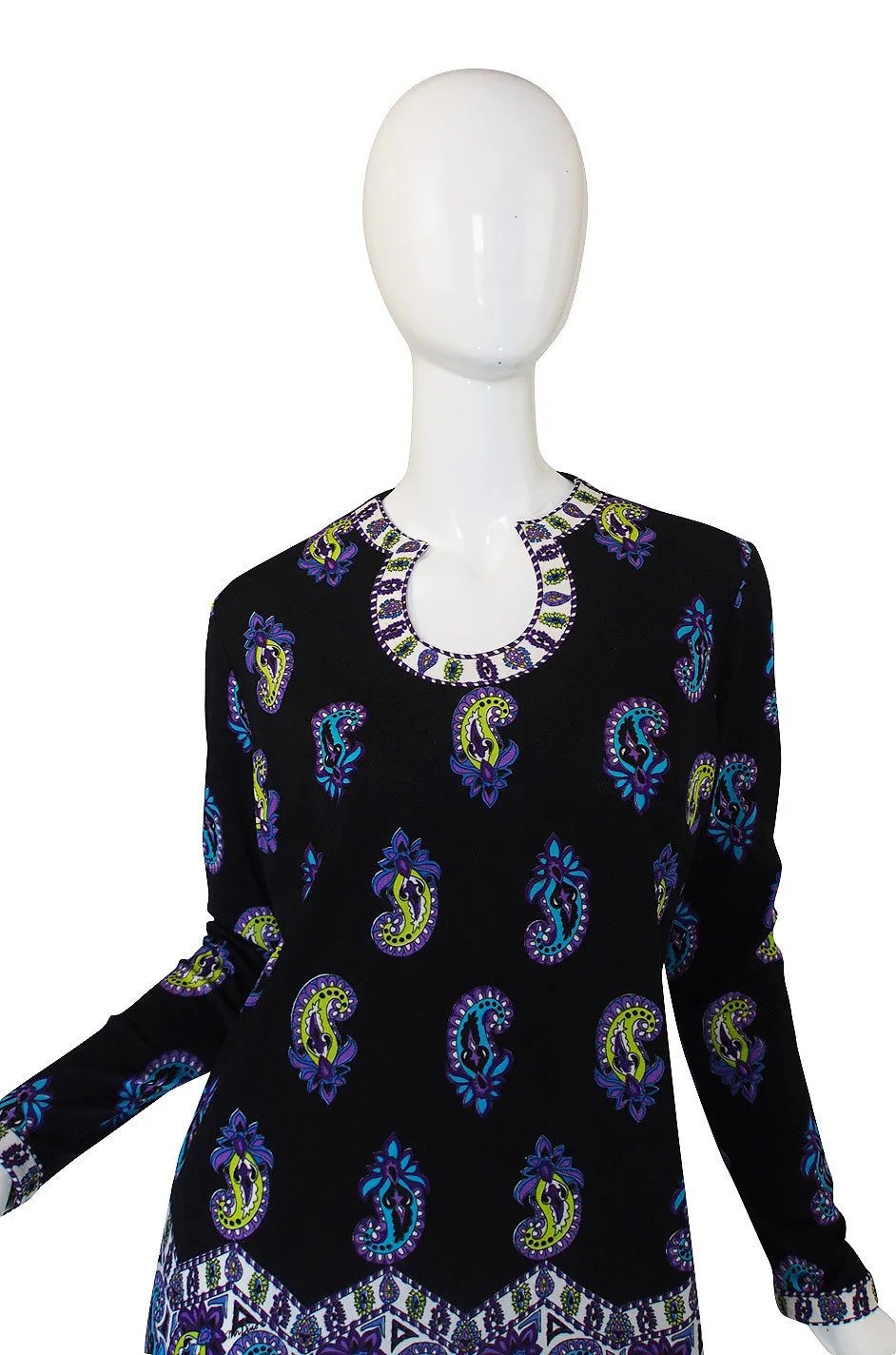 1960s Pretty Mr Dino Print Jersey Dress