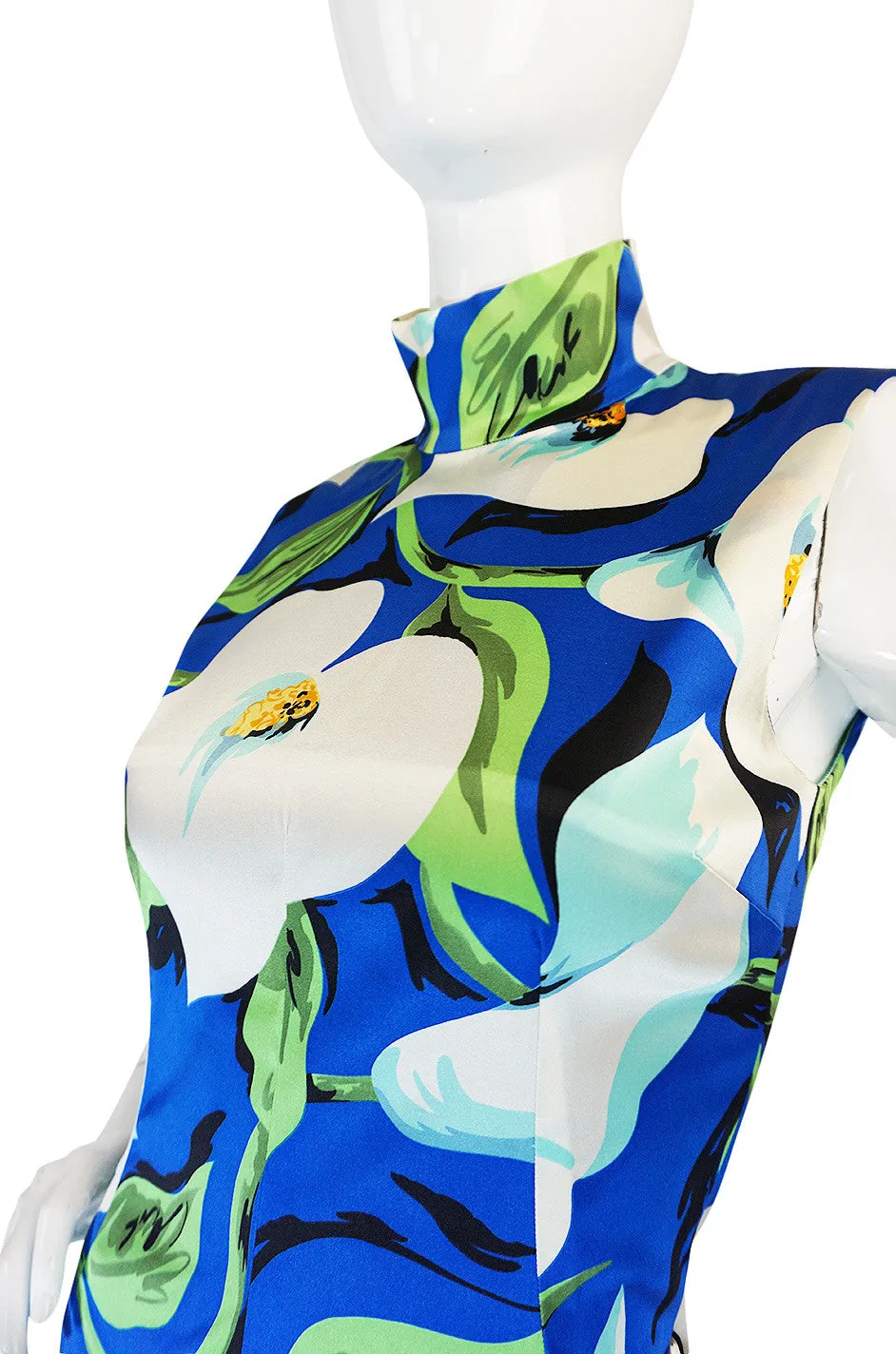 1990s Dolce and Gabbana Stretch Silk Floral Dress
