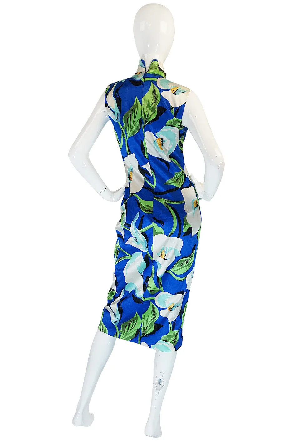 1990s Dolce and Gabbana Stretch Silk Floral Dress