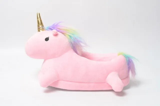 2019 Winter lovely Home Slippers Chausson Licorne White Shoes Women unicorn slippers animals pantuflas unicornio pantoufle femme