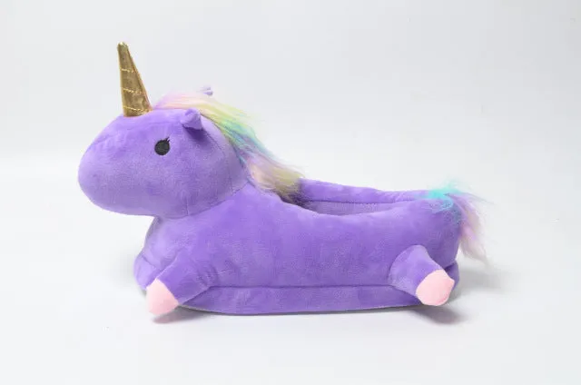 2019 Winter lovely Home Slippers Chausson Licorne White Shoes Women unicorn slippers animals pantuflas unicornio pantoufle femme
