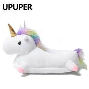 2019 Winter lovely Home Slippers Chausson Licorne White Shoes Women unicorn slippers animals pantuflas unicornio pantoufle femme