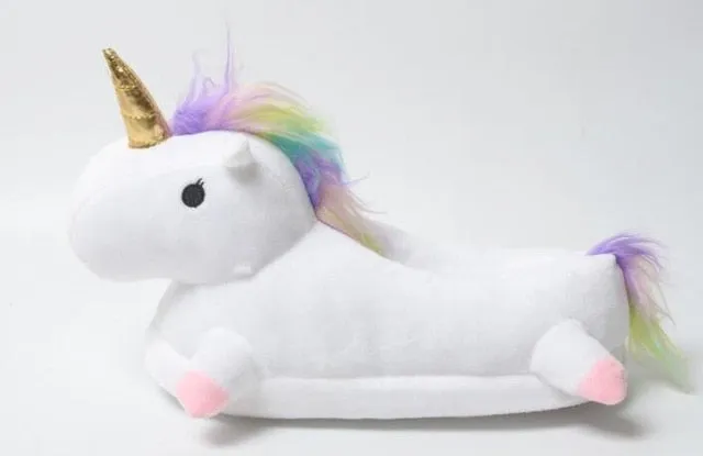 2019 Winter lovely Home Slippers Chausson Licorne White Shoes Women unicorn slippers animals pantuflas unicornio pantoufle femme