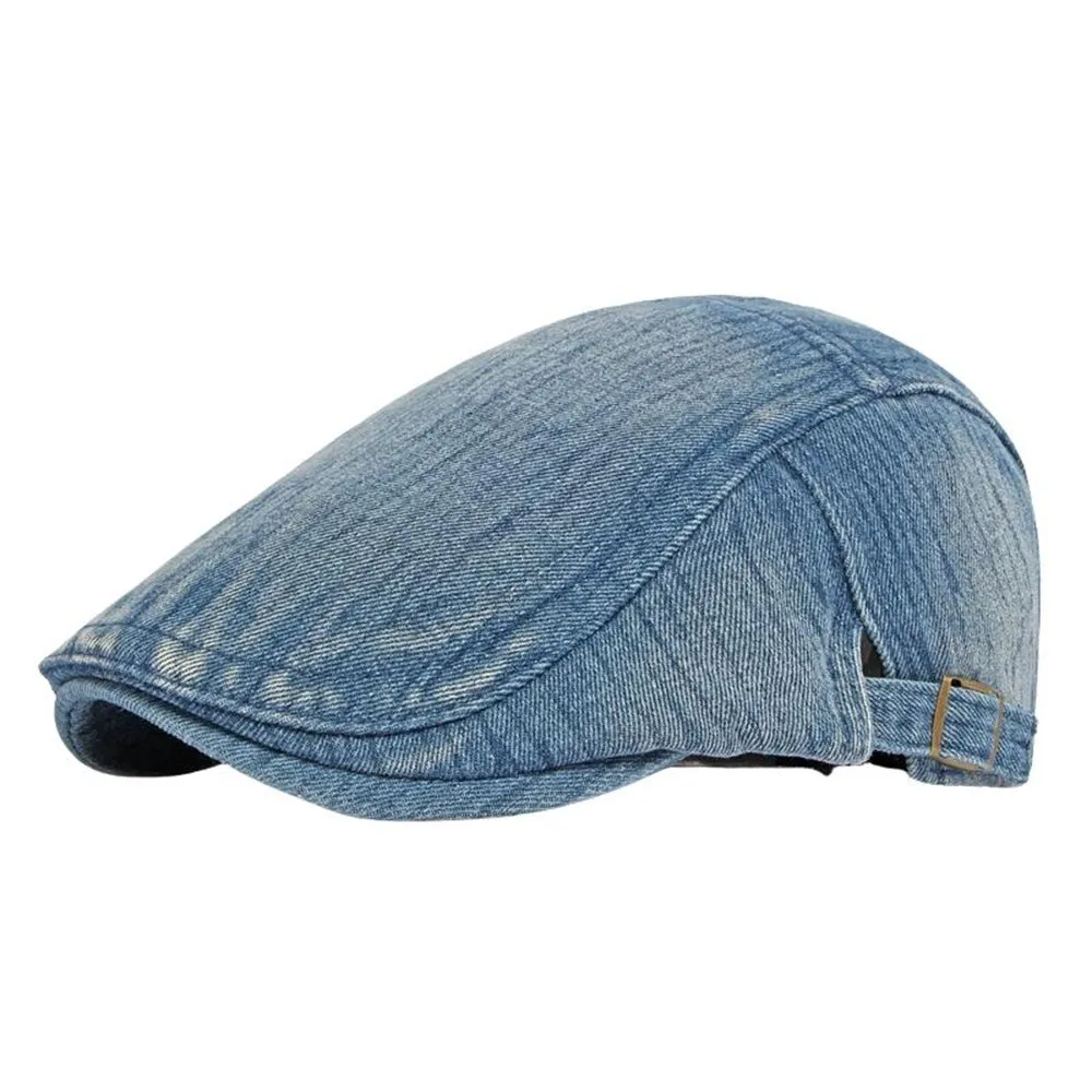 2022 Winter Washed Denim Flocked Flat Cap