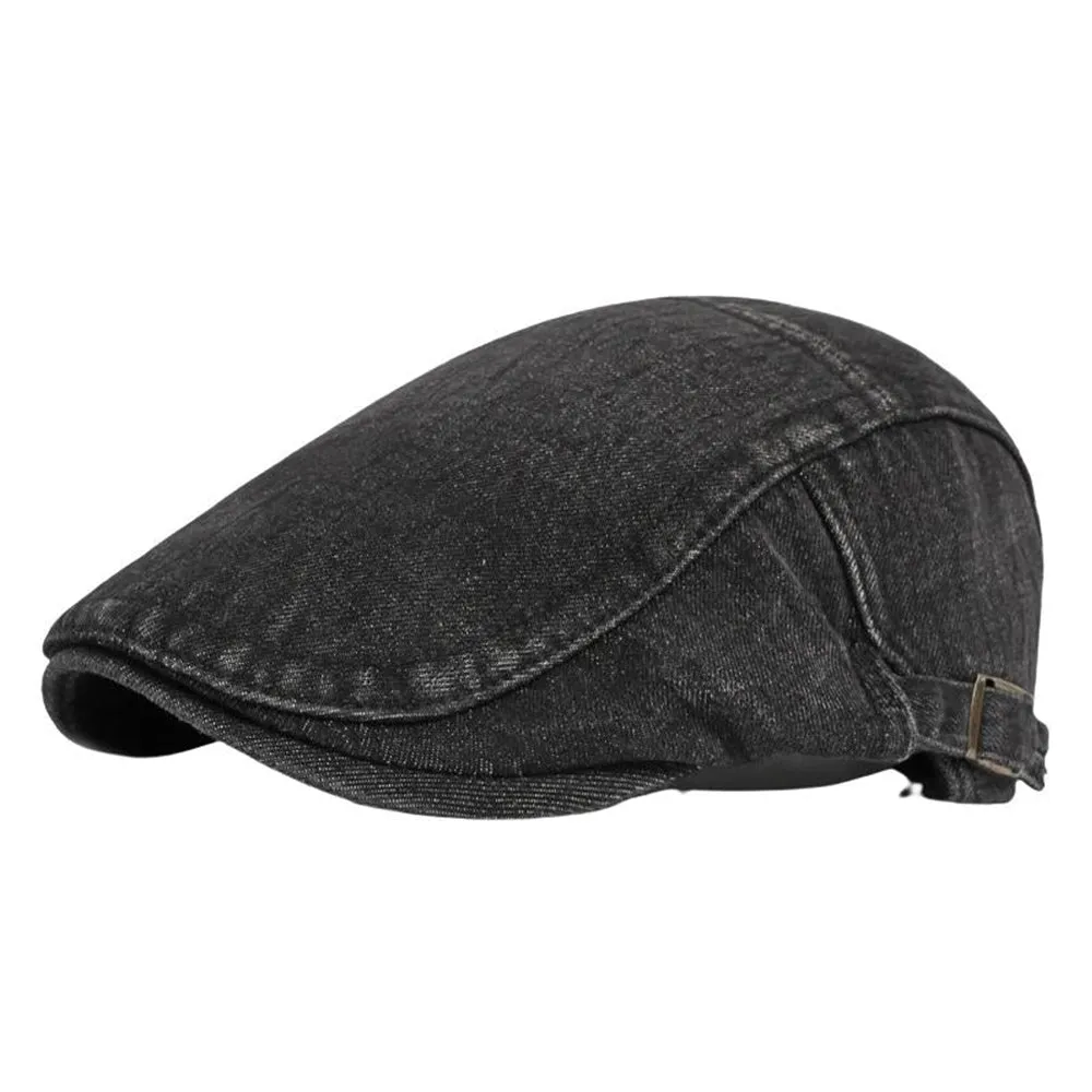 2022 Winter Washed Denim Flocked Flat Cap