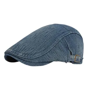 2022 Winter Washed Denim Flocked Flat Cap