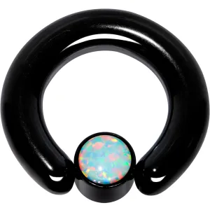 4 Gauge 9/16 White Faux Opal 7mm Disc Black IP BCR Captive Ring