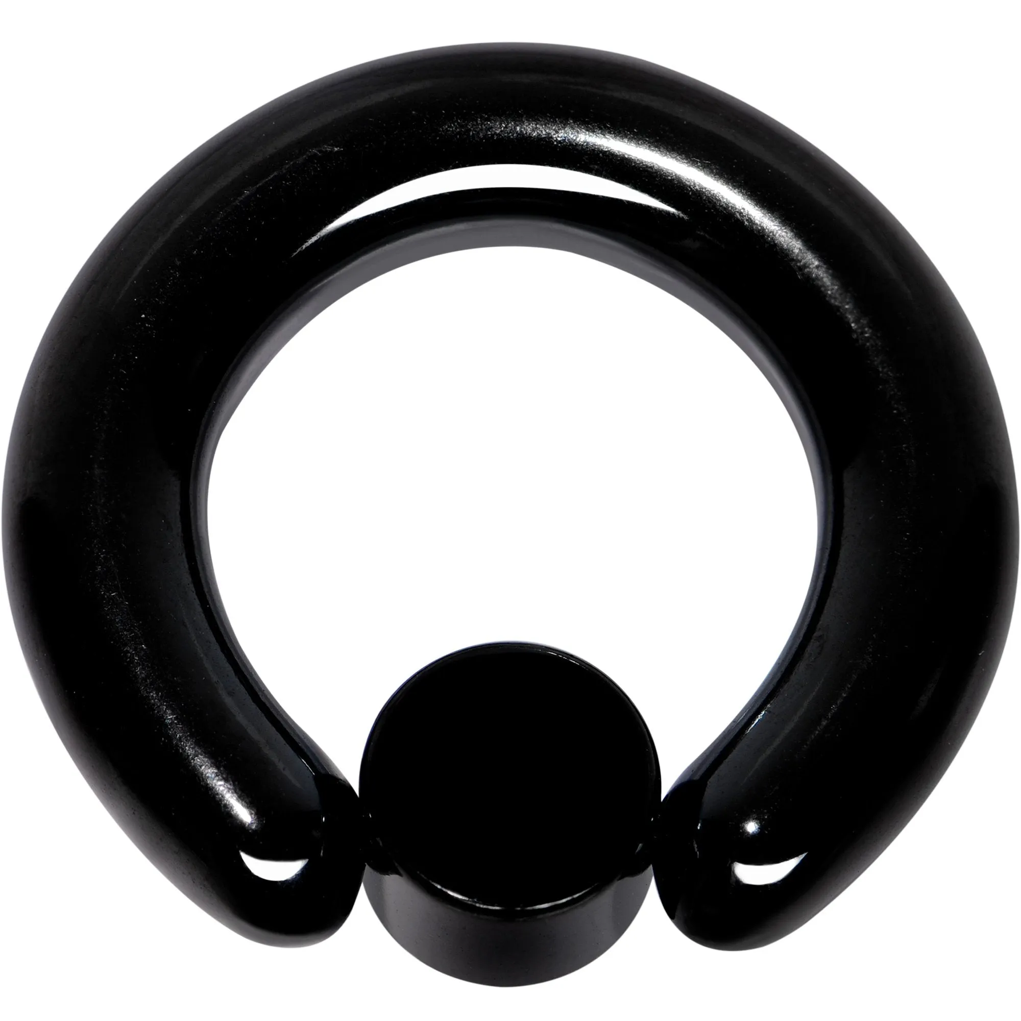 4 Gauge 9/16 White Faux Opal 7mm Disc Black IP BCR Captive Ring