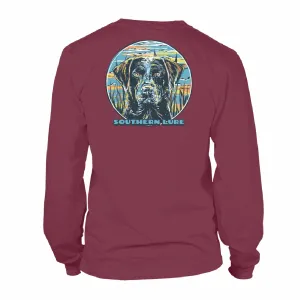 Adult Long Sleeve Tee Lab Sunset- Burgundy