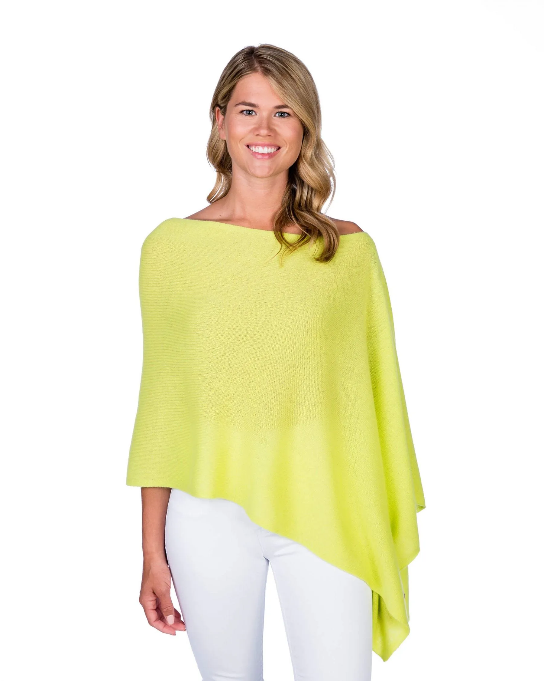 Alashan 100% Cashmere Dress Topper Poncho - Dayglow