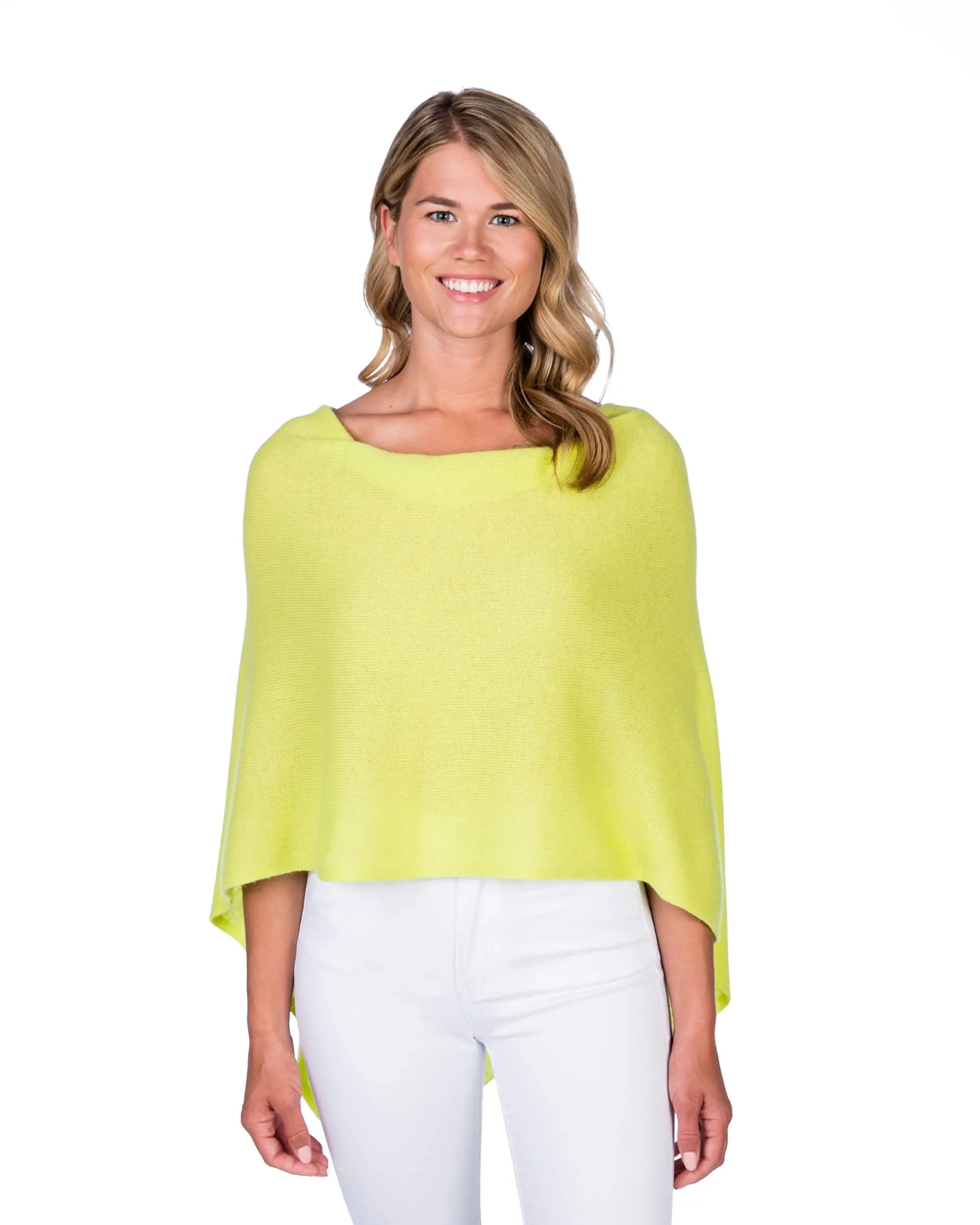Alashan 100% Cashmere Dress Topper Poncho - Dayglow