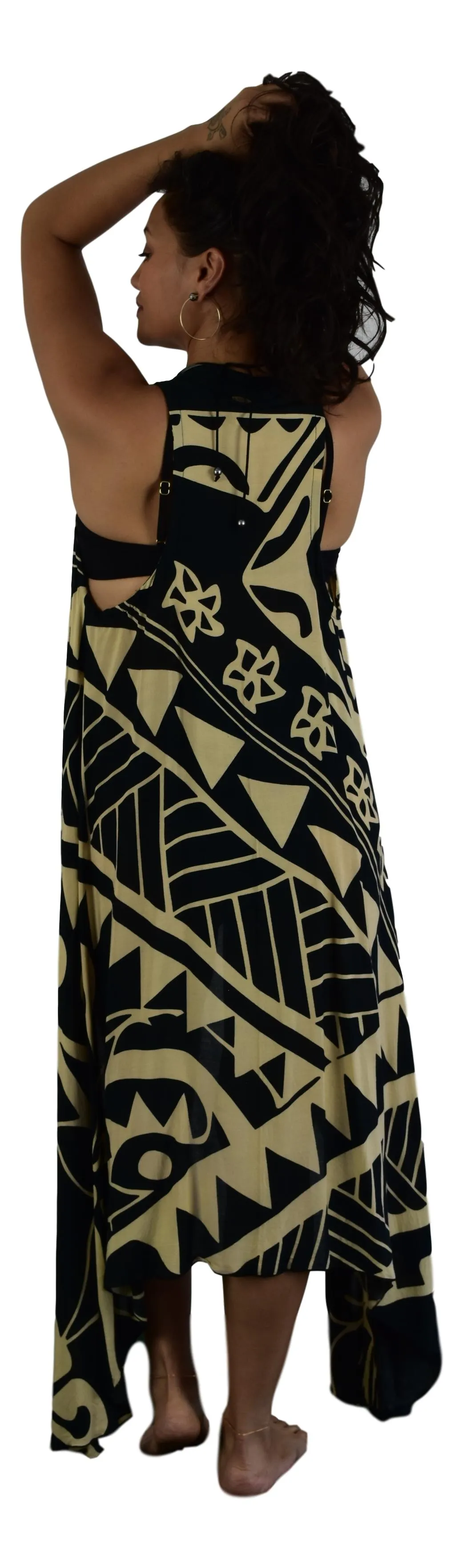 Aloha Royale - Magic Sarong - Rounded Corners - Hawaiian Turtle - Black & Cream