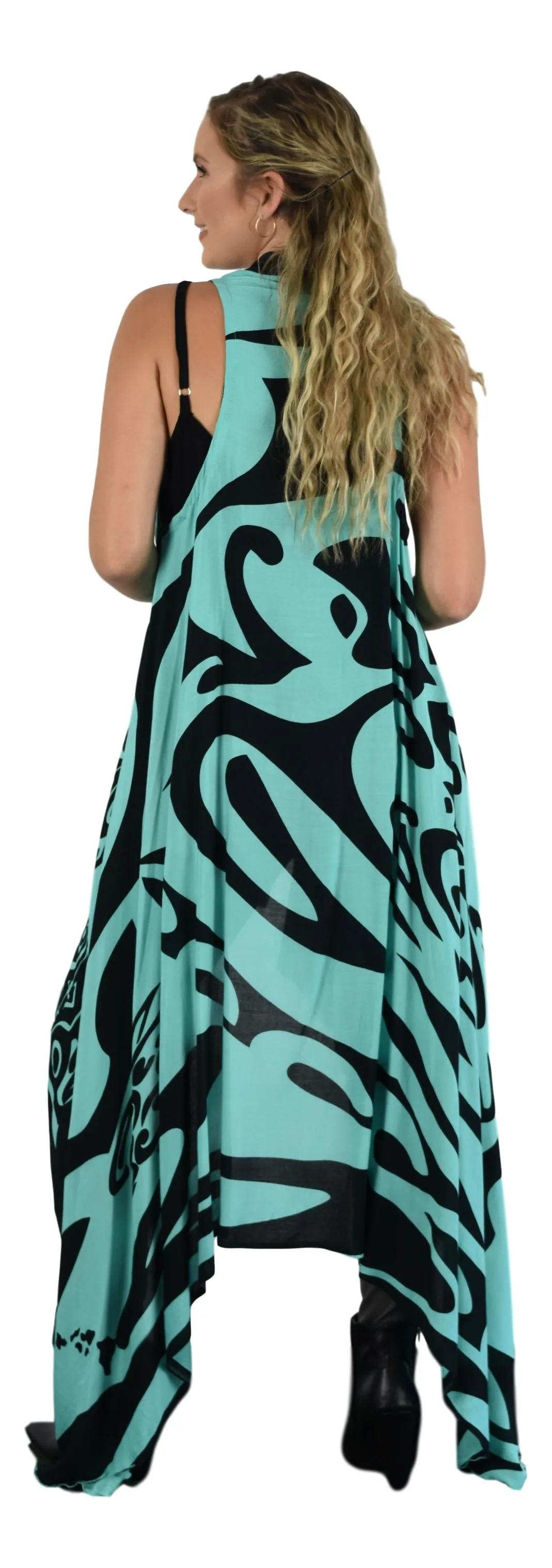 Aloha Royale - Magic Sarong - Rounded Corners - Island Turtle - Teal & Black