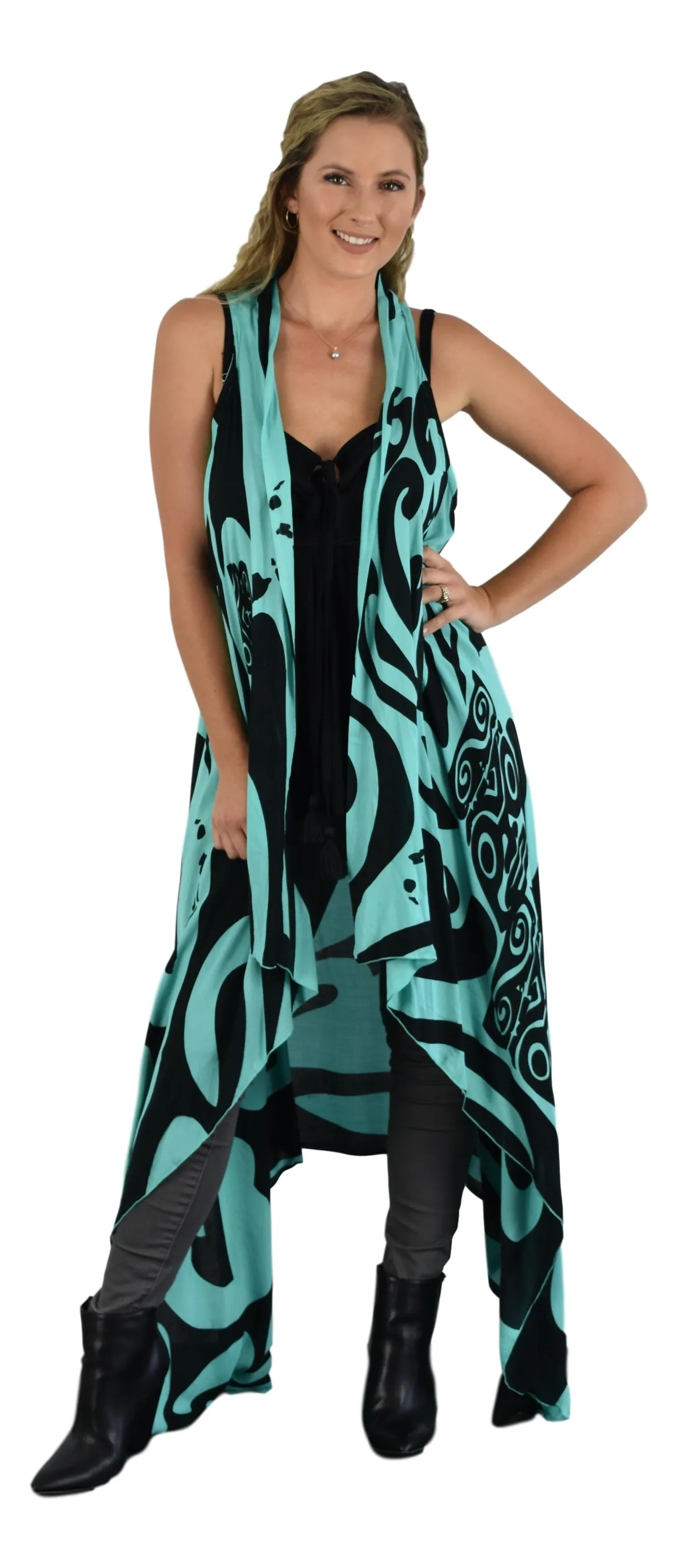 Aloha Royale - Magic Sarong - Rounded Corners - Island Turtle - Teal & Black