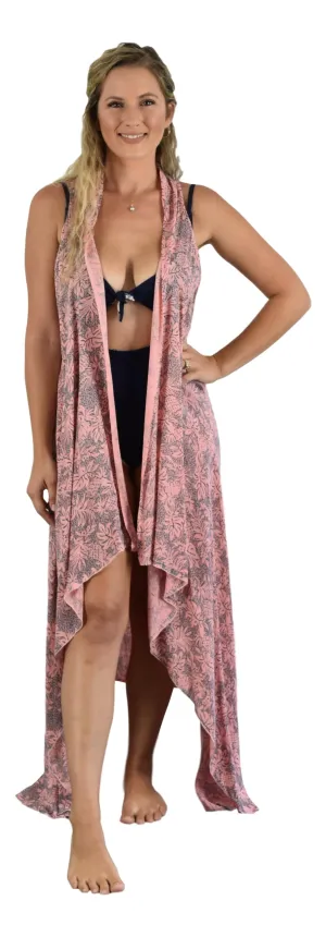 Aloha Royale - Magic Sarong - Rounded Corners - Tropicana - Pink & Grey