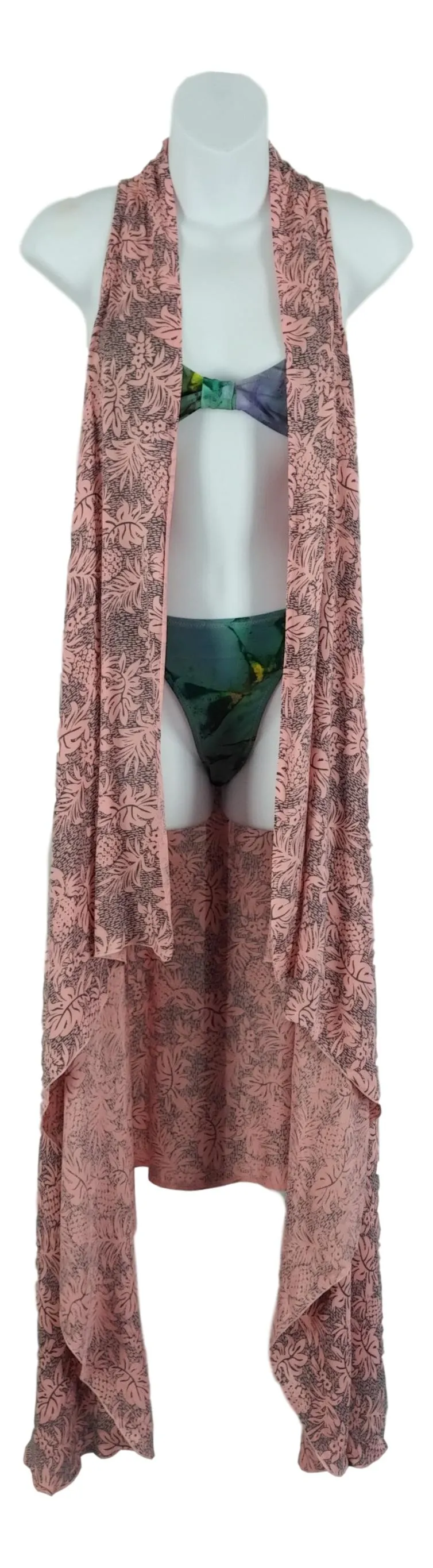 Aloha Royale - Magic Sarong - Rounded Corners - Tropicana - Pink & Grey