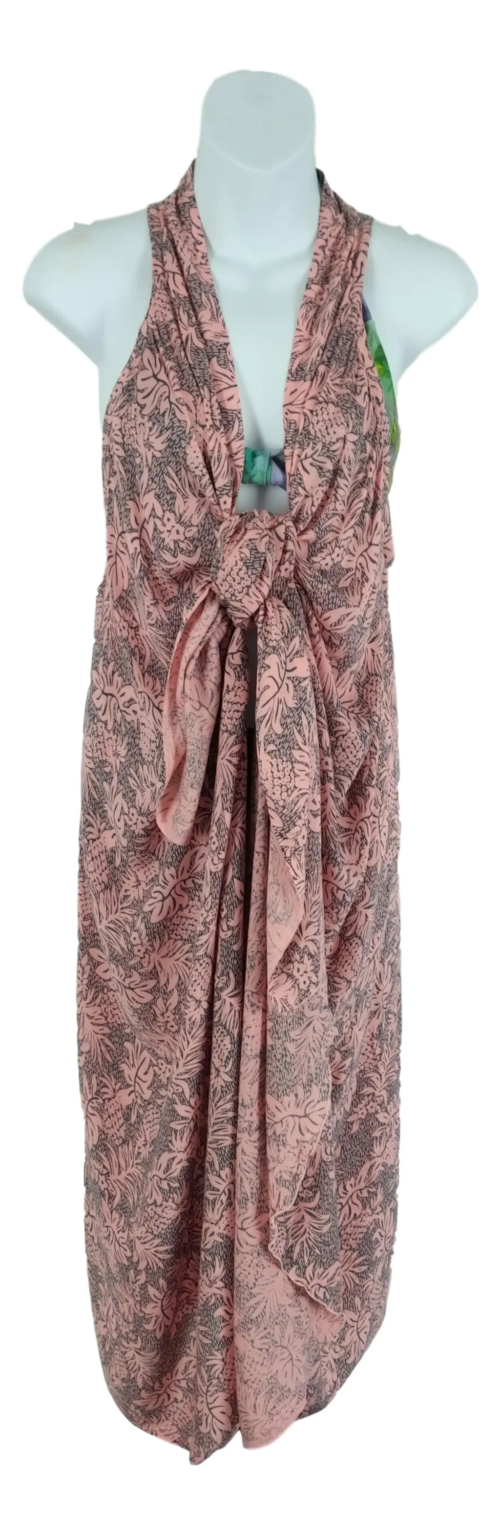 Aloha Royale - Magic Sarong - Rounded Corners - Tropicana - Pink & Grey