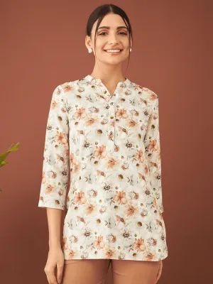 Altea Floral Collared Tunic - Multicolor