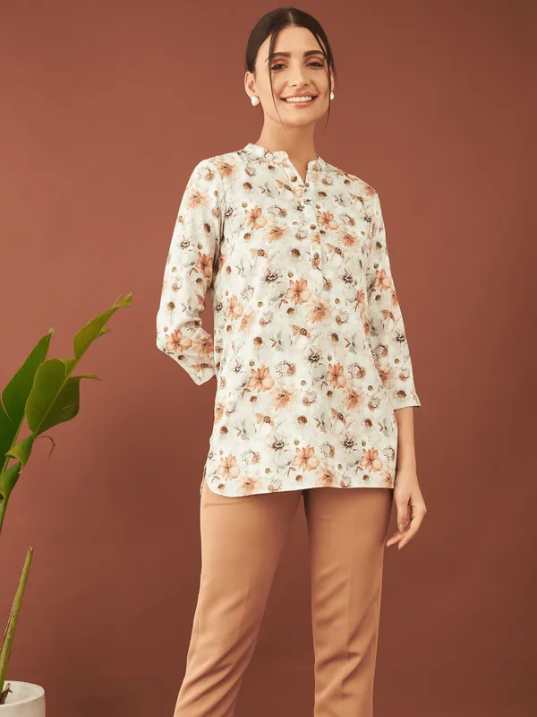 Altea Floral Collared Tunic - Multicolor