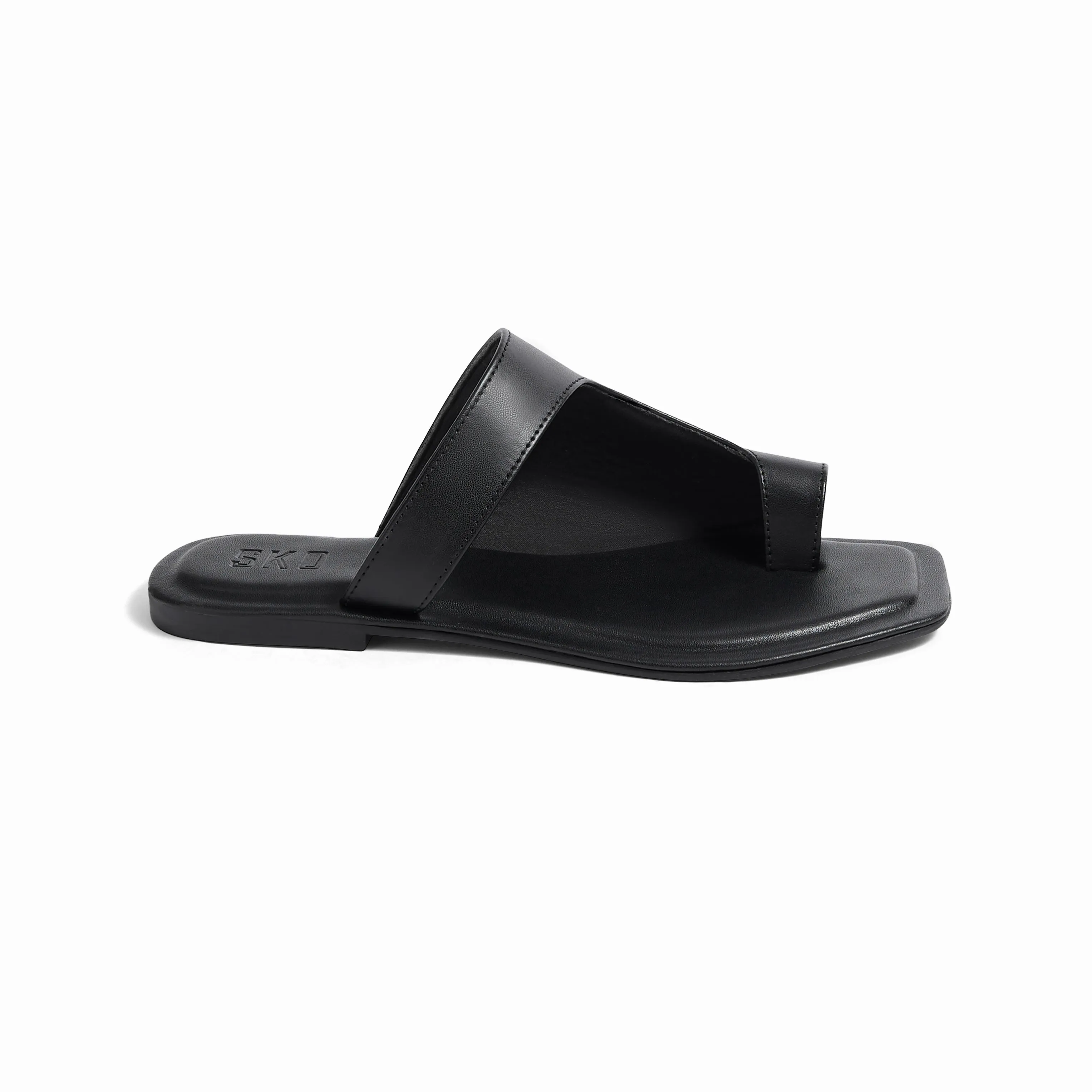 Amalfi Square Black Flat Sandals For Women