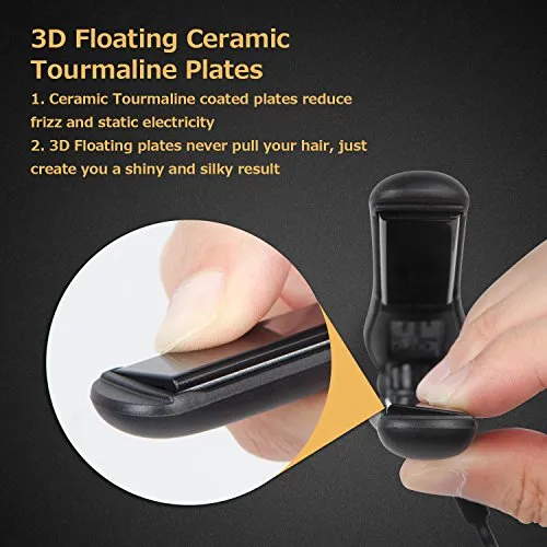 AmoVee Mini Flat Travel Iron Smart Ceramic Tourmaline Hair Straightener Negative Ionic Technology