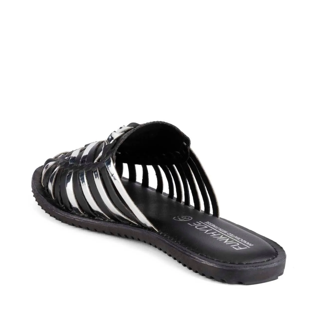 Amurra Black Silver Huarache Mules
