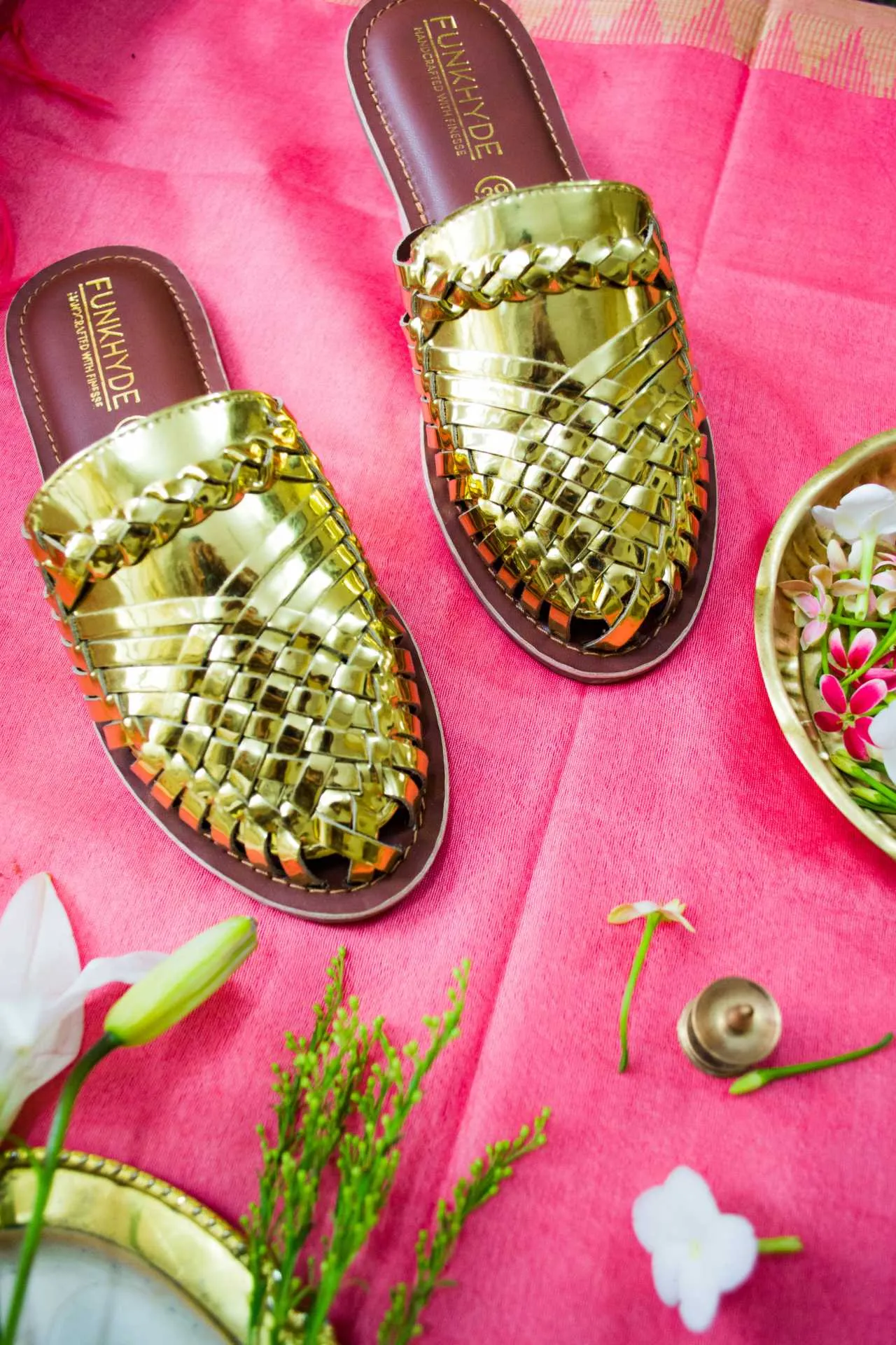 Amurra Gold Huarache Mules
