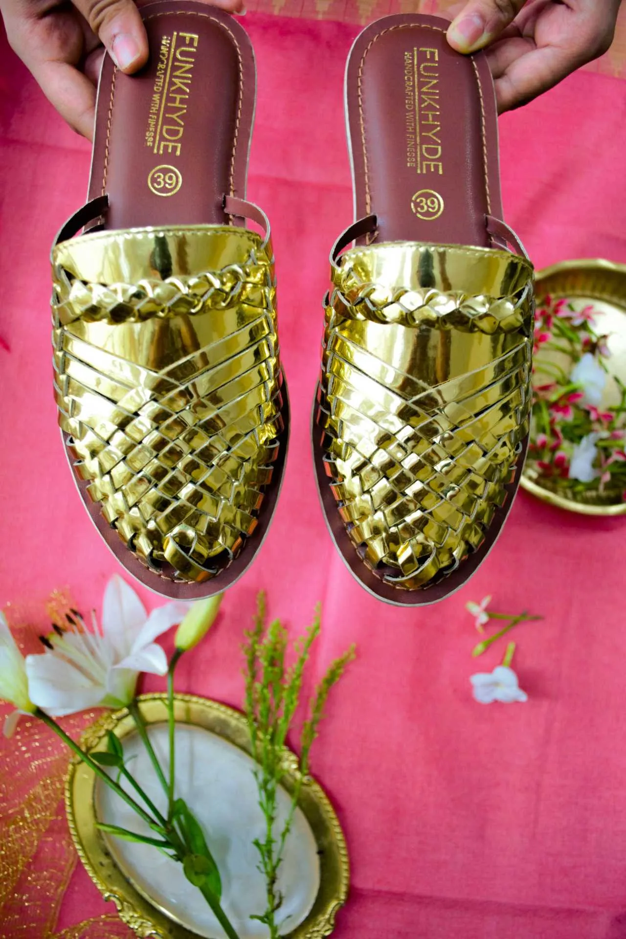 Amurra Gold Huarache Mules