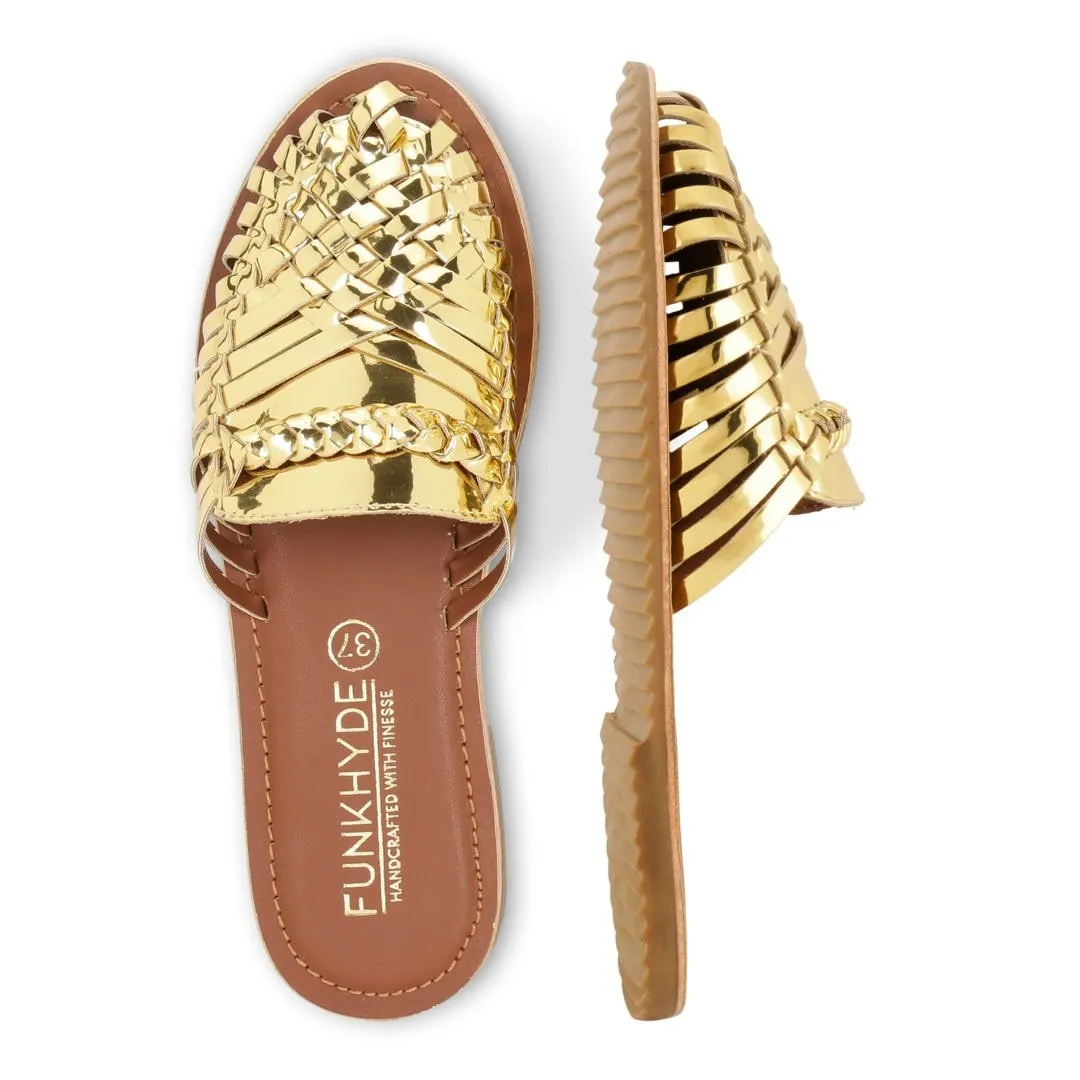 Amurra Gold Huarache Mules