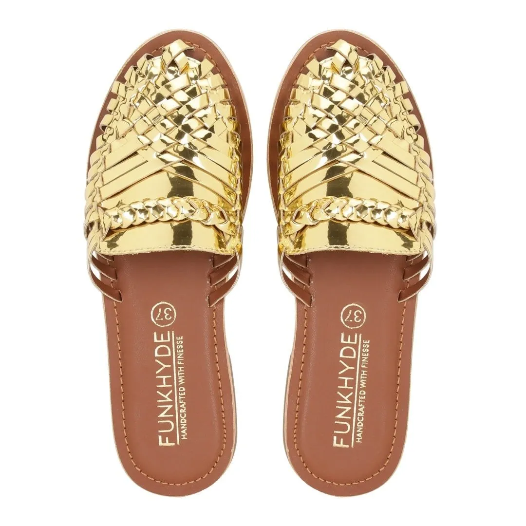 Amurra Gold Huarache Mules