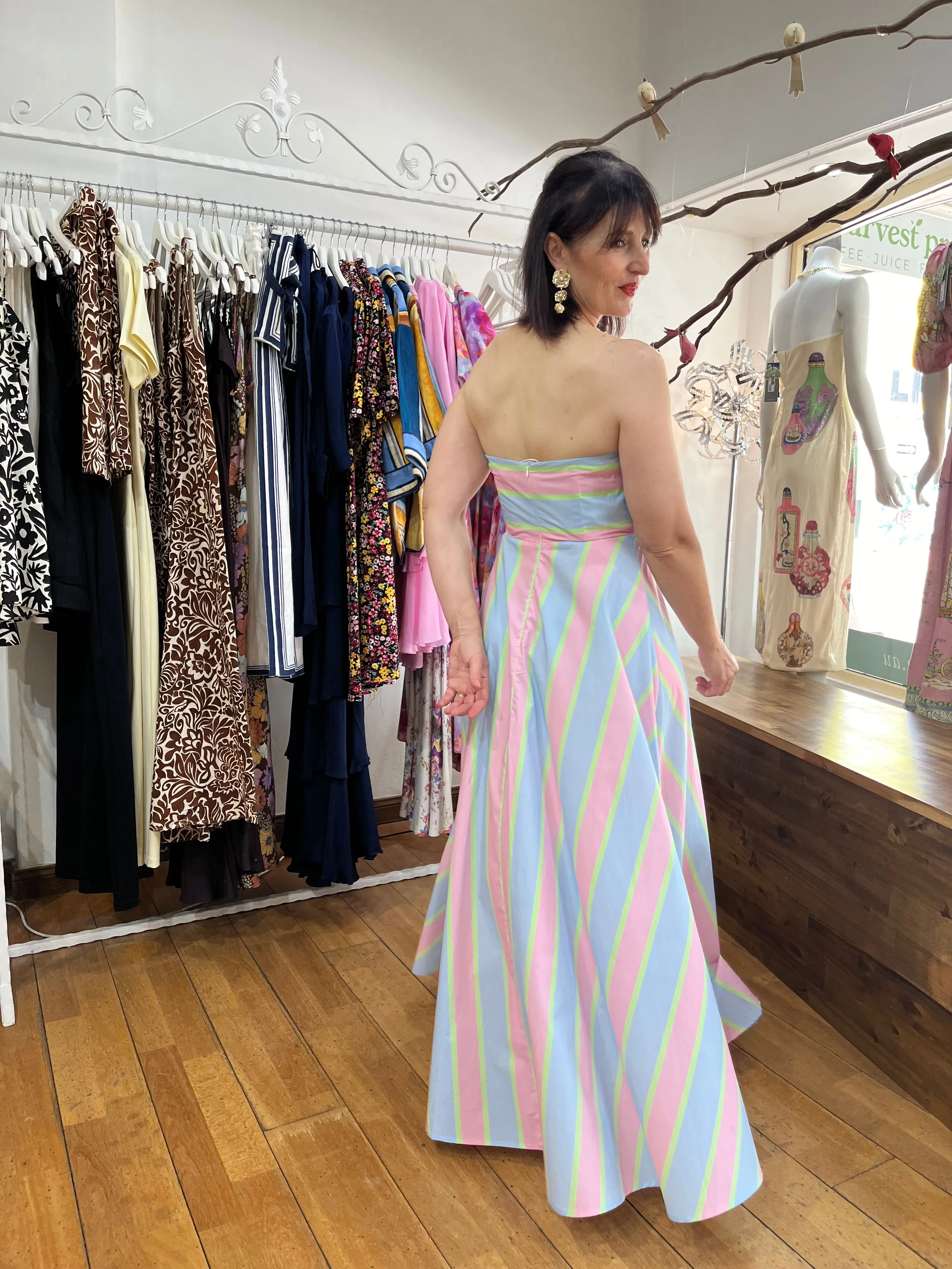 ASTON HAZEL DRESS IN POWDER STRIPE