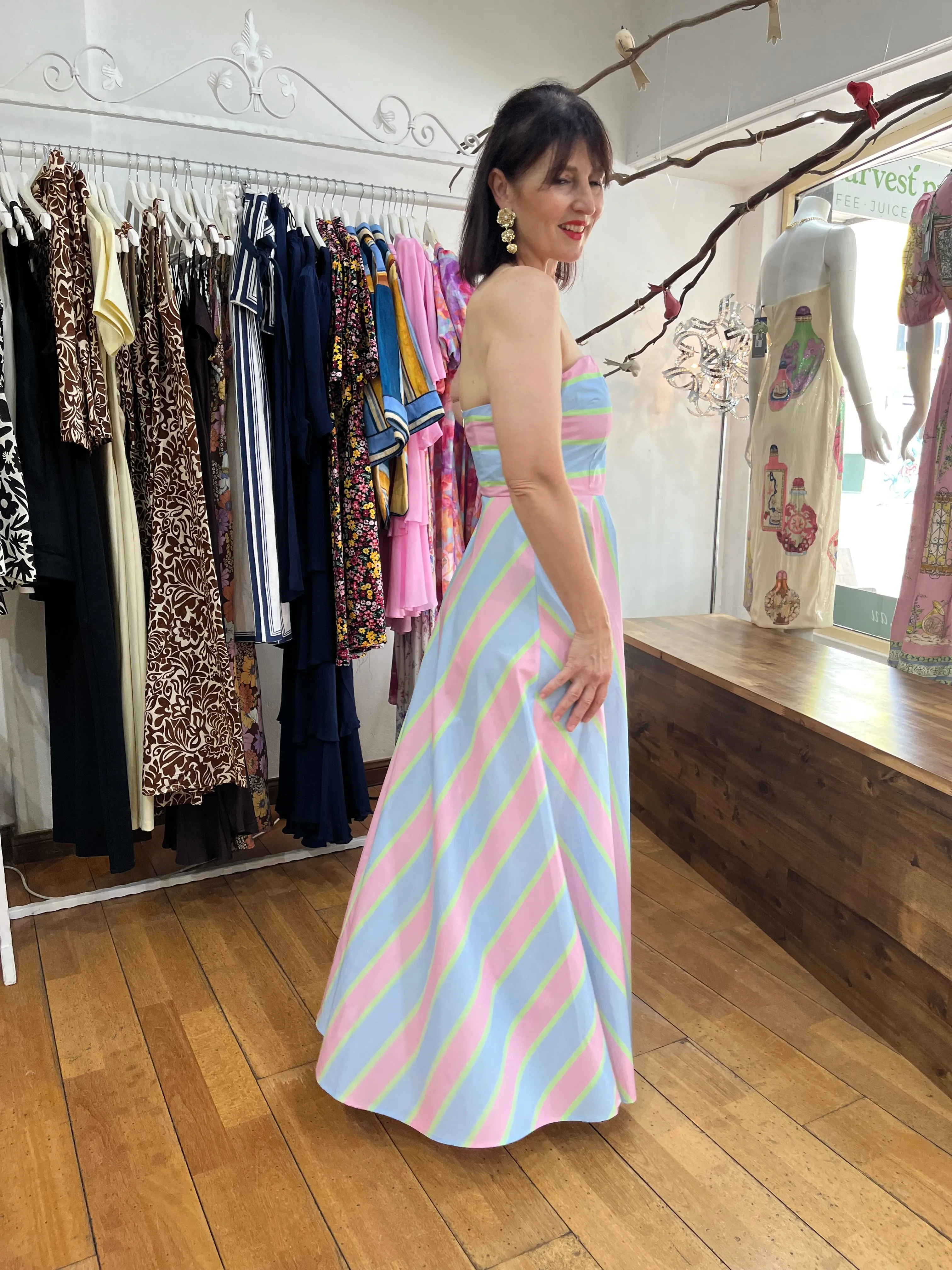 ASTON HAZEL DRESS IN POWDER STRIPE
