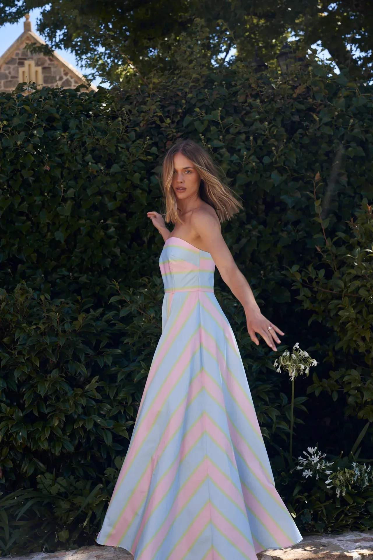 ASTON HAZEL DRESS IN POWDER STRIPE