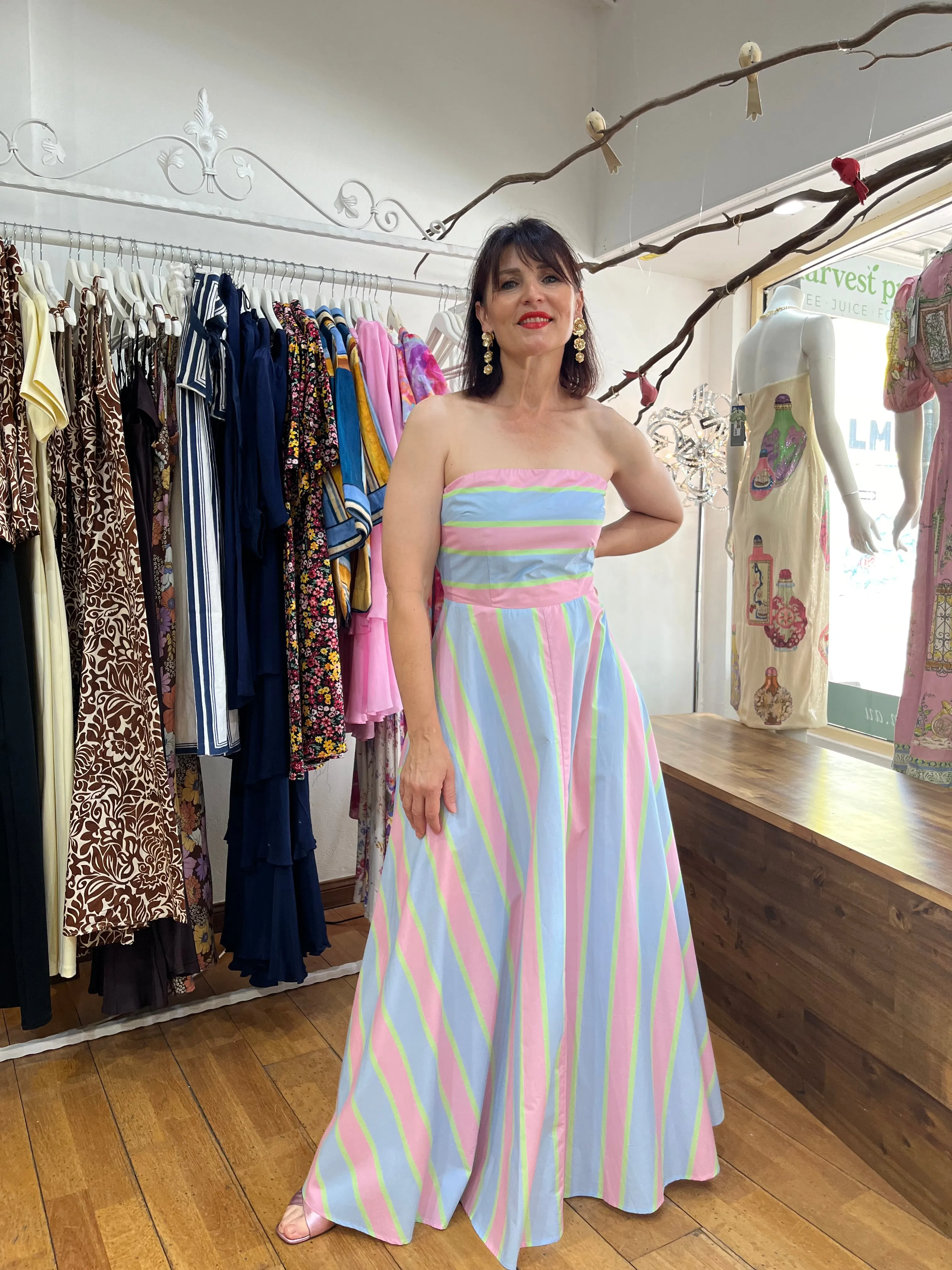 ASTON HAZEL DRESS IN POWDER STRIPE