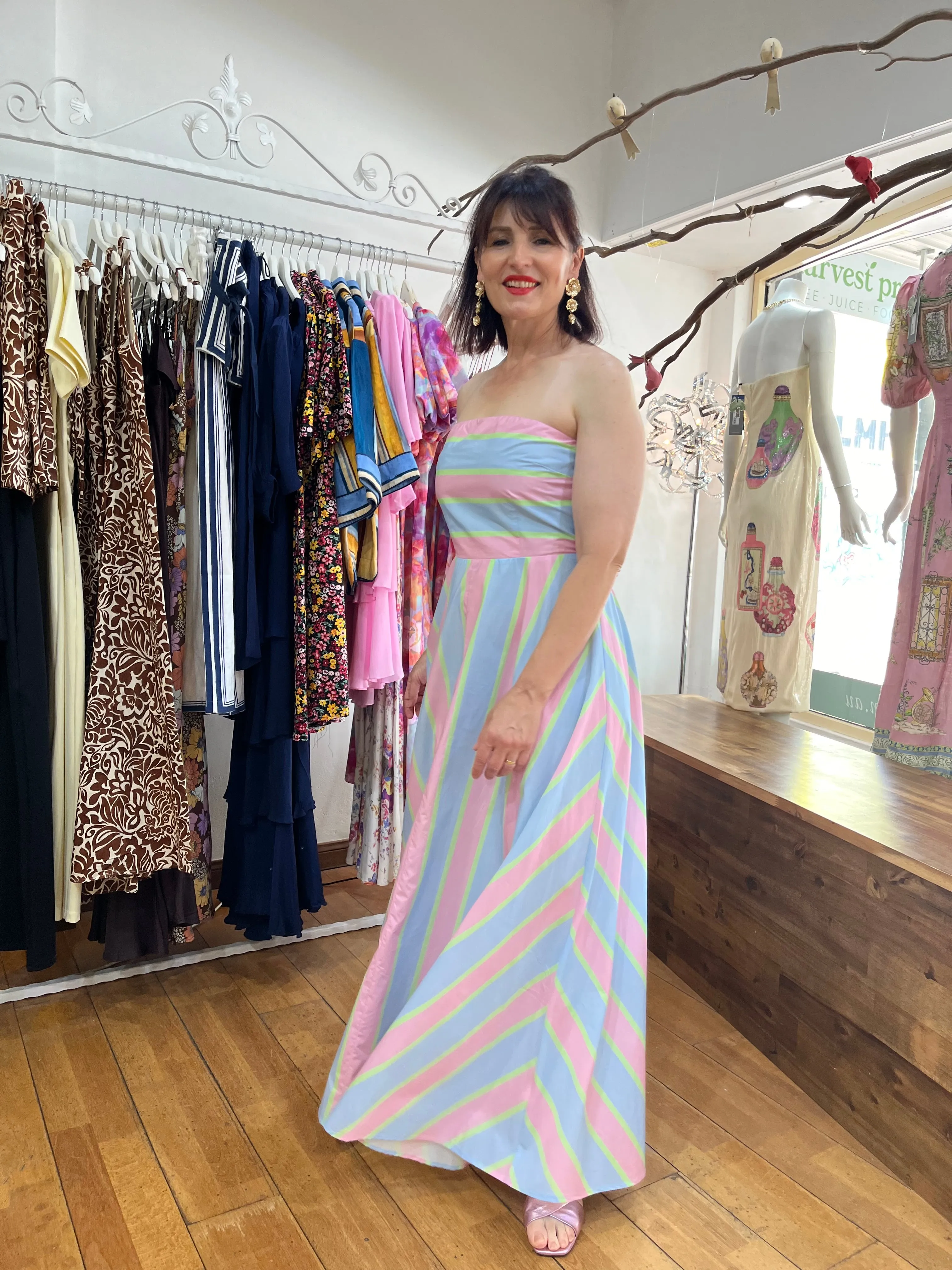 ASTON HAZEL DRESS IN POWDER STRIPE