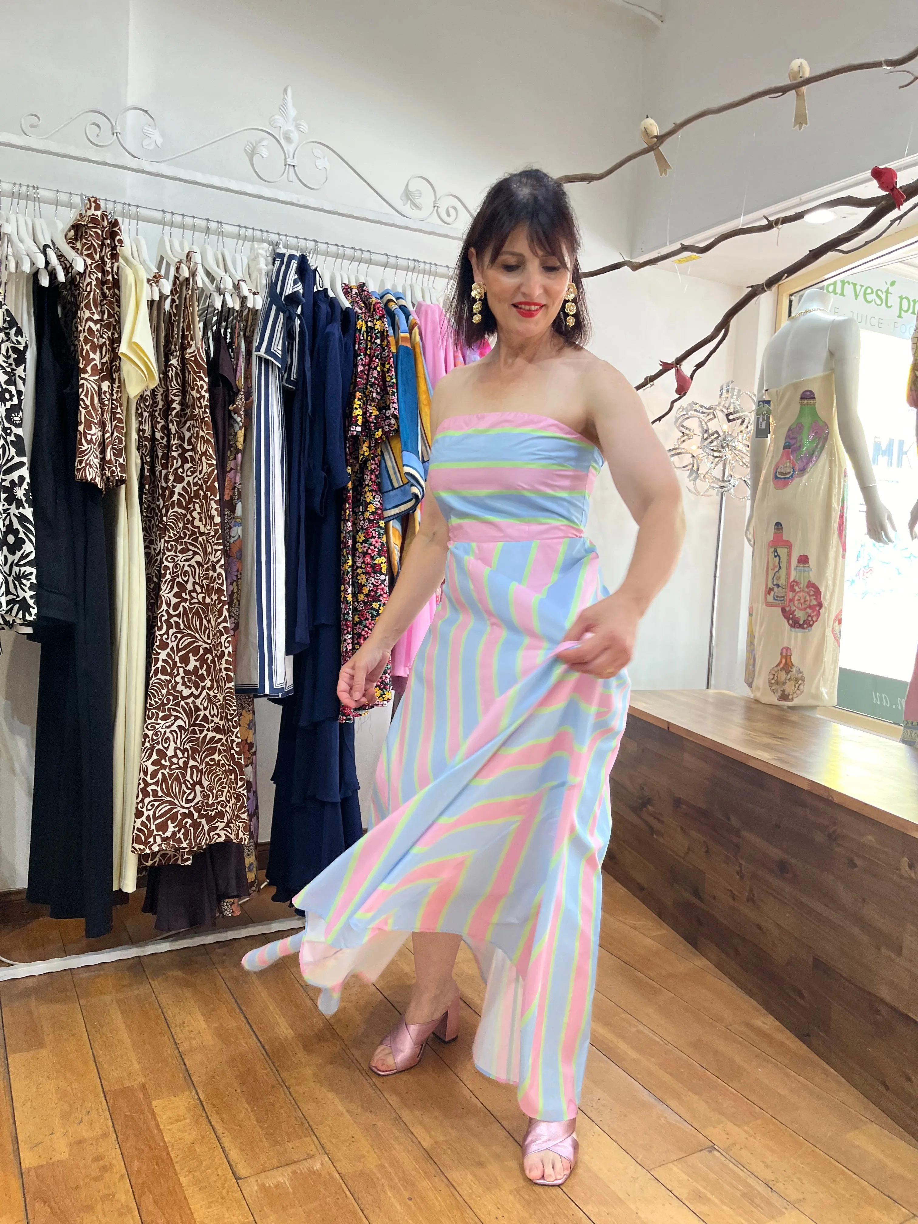 ASTON HAZEL DRESS IN POWDER STRIPE