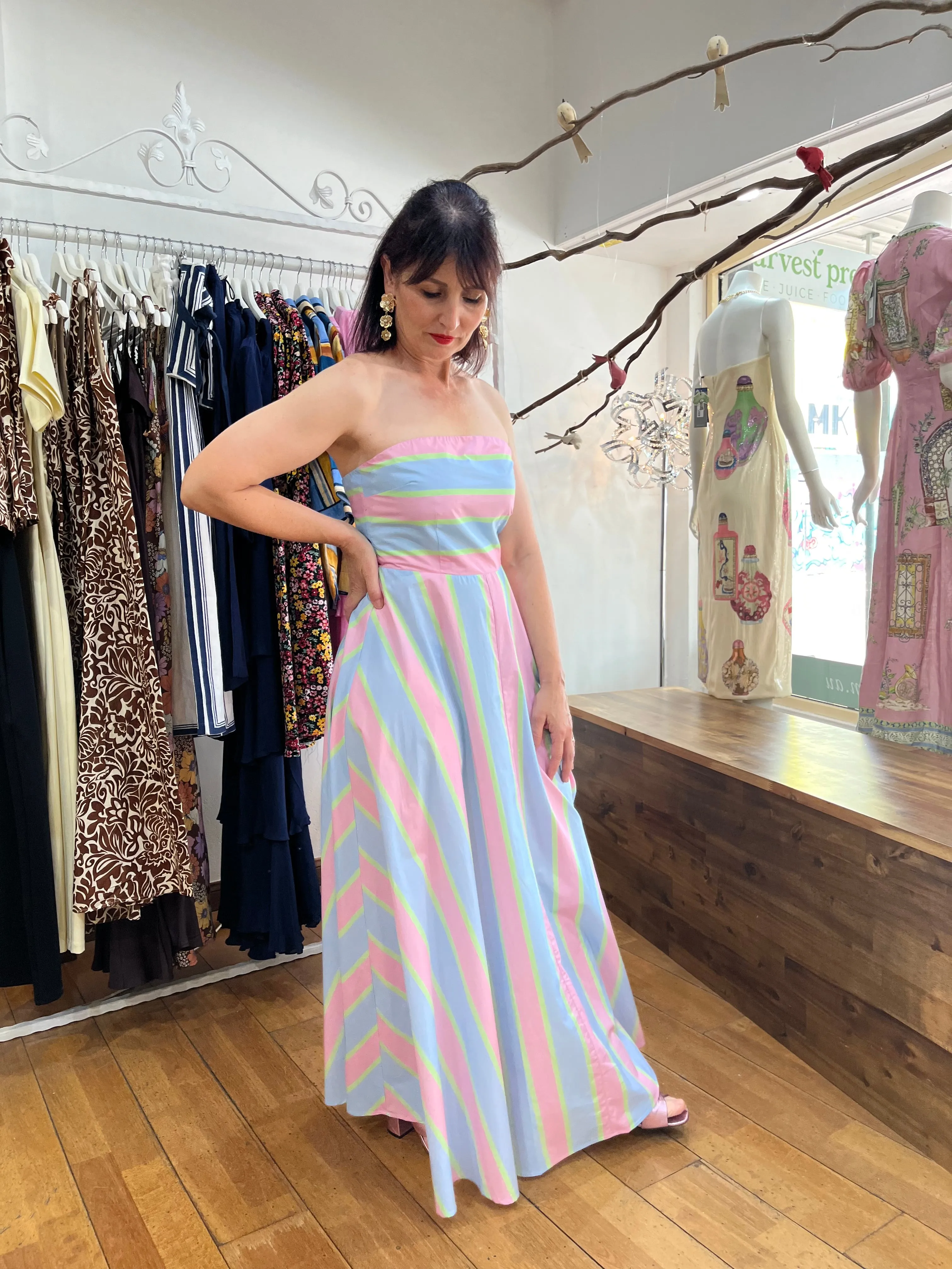 ASTON HAZEL DRESS IN POWDER STRIPE