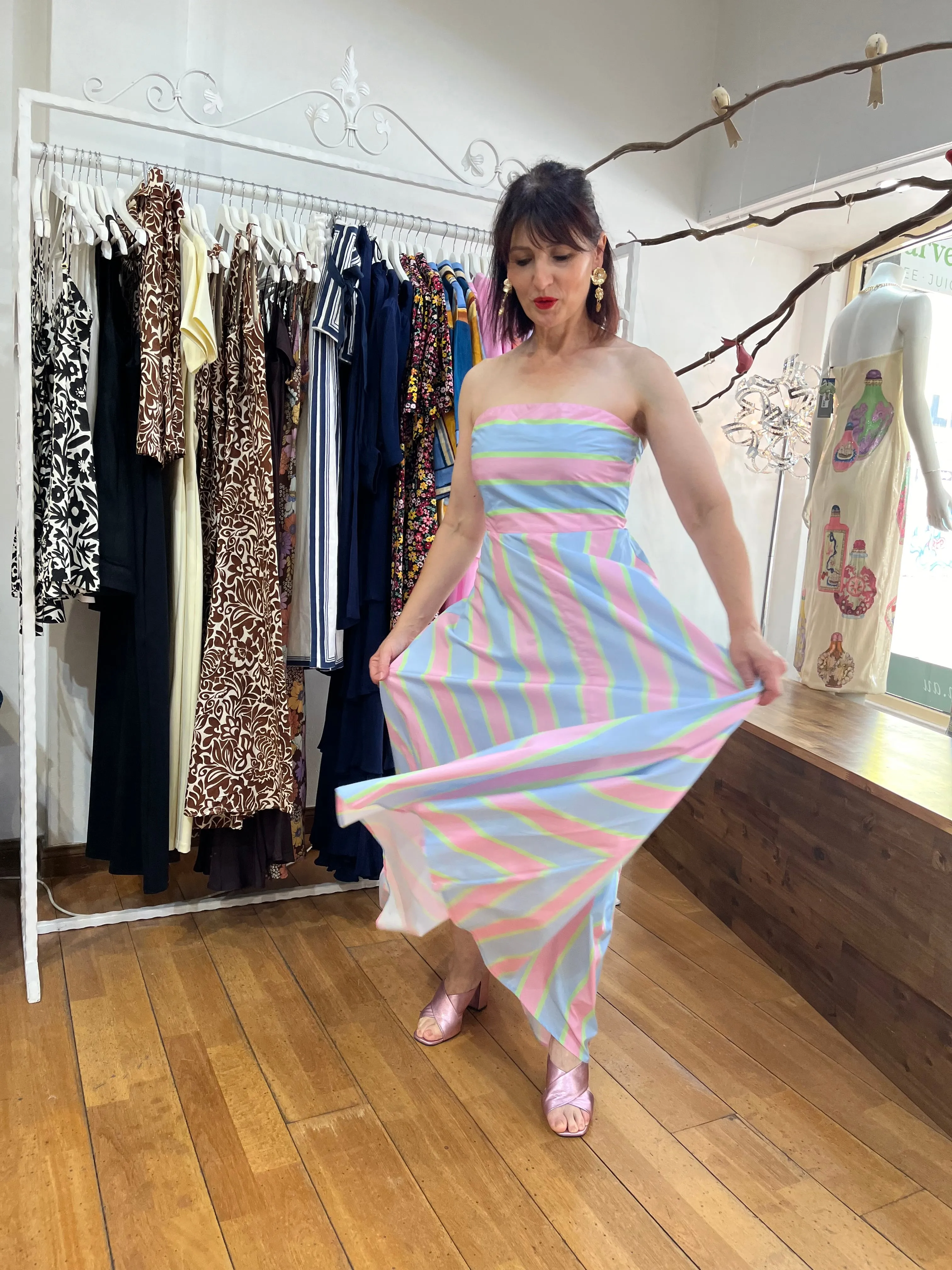 ASTON HAZEL DRESS IN POWDER STRIPE