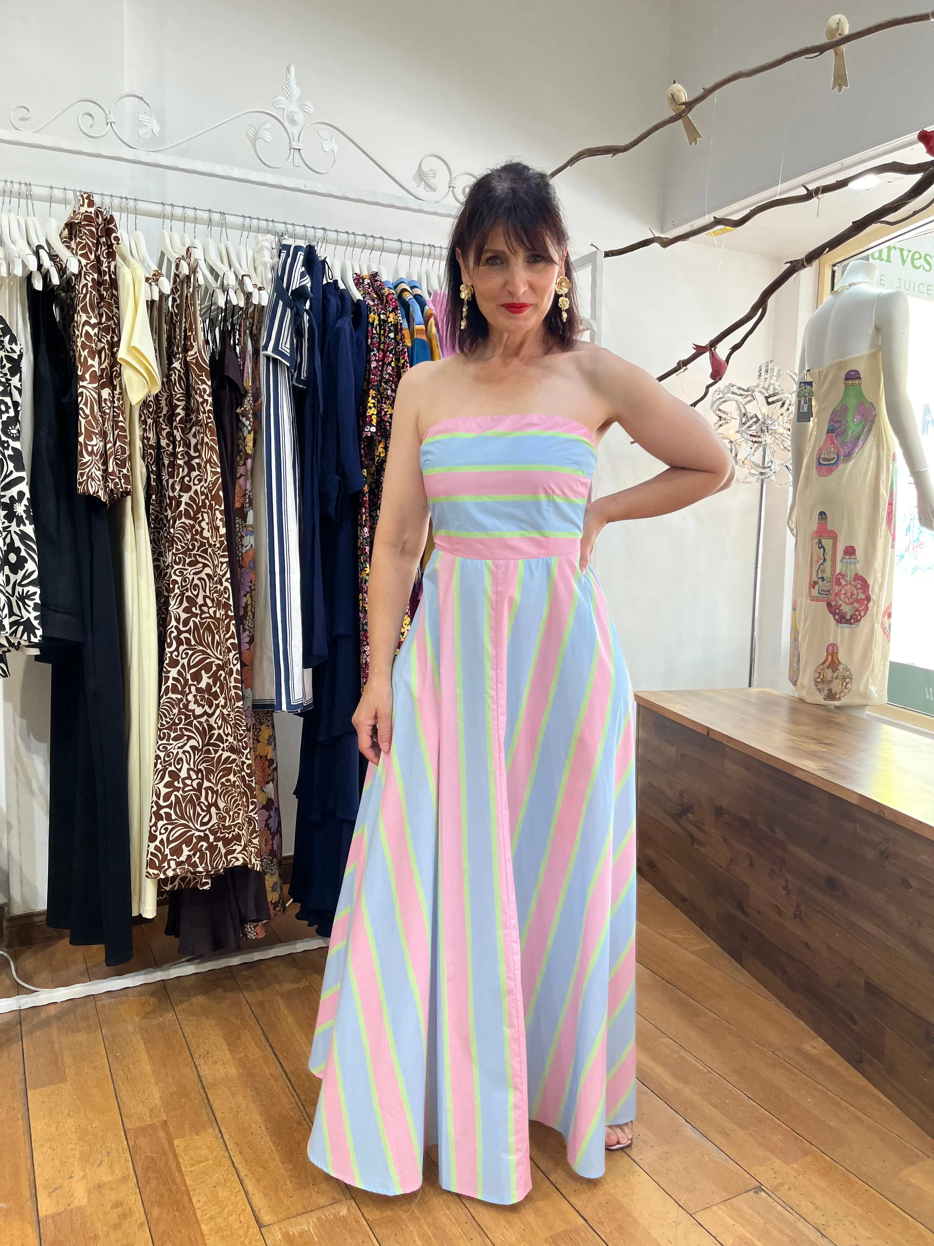 ASTON HAZEL DRESS IN POWDER STRIPE