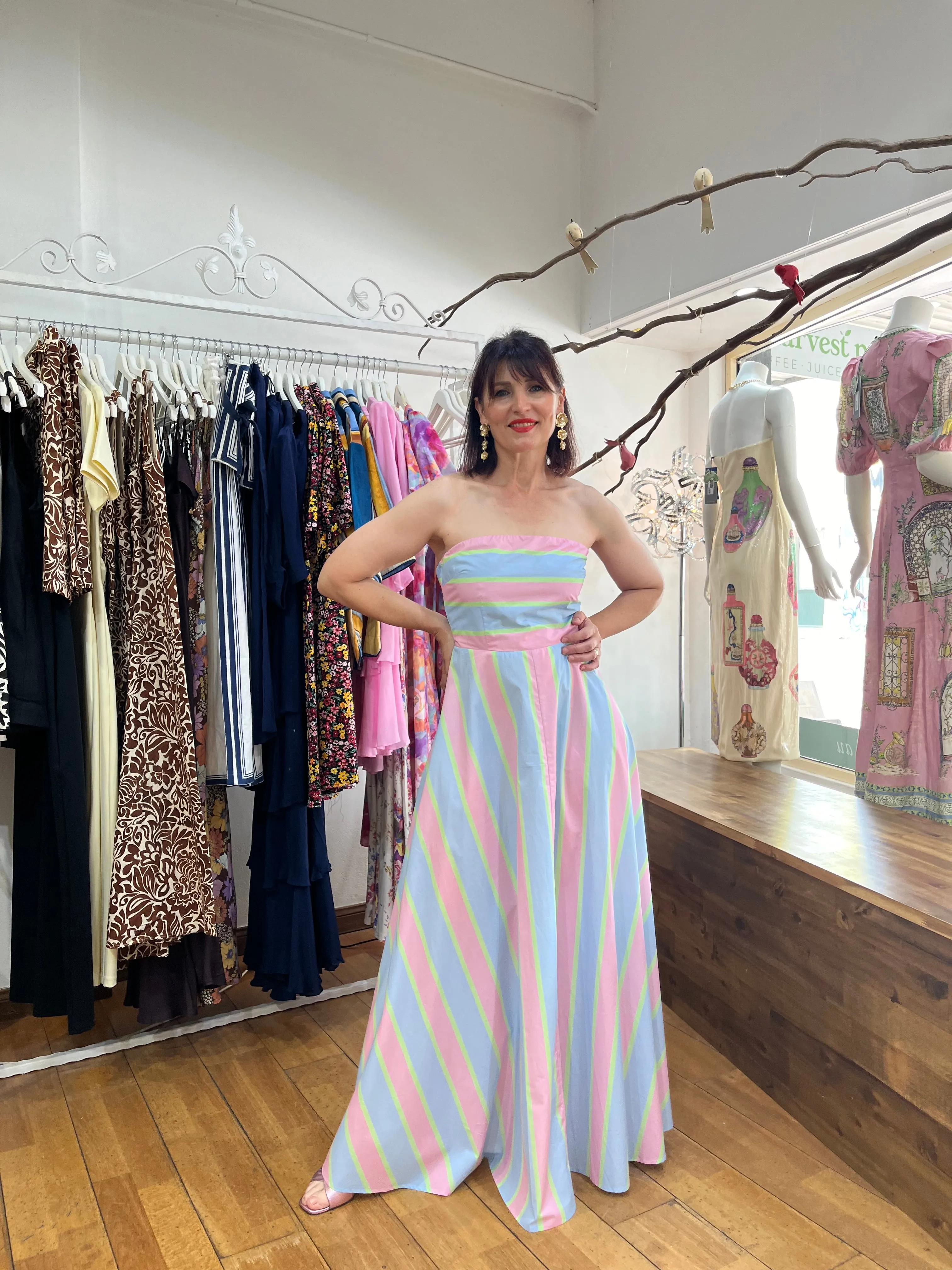 ASTON HAZEL DRESS IN POWDER STRIPE