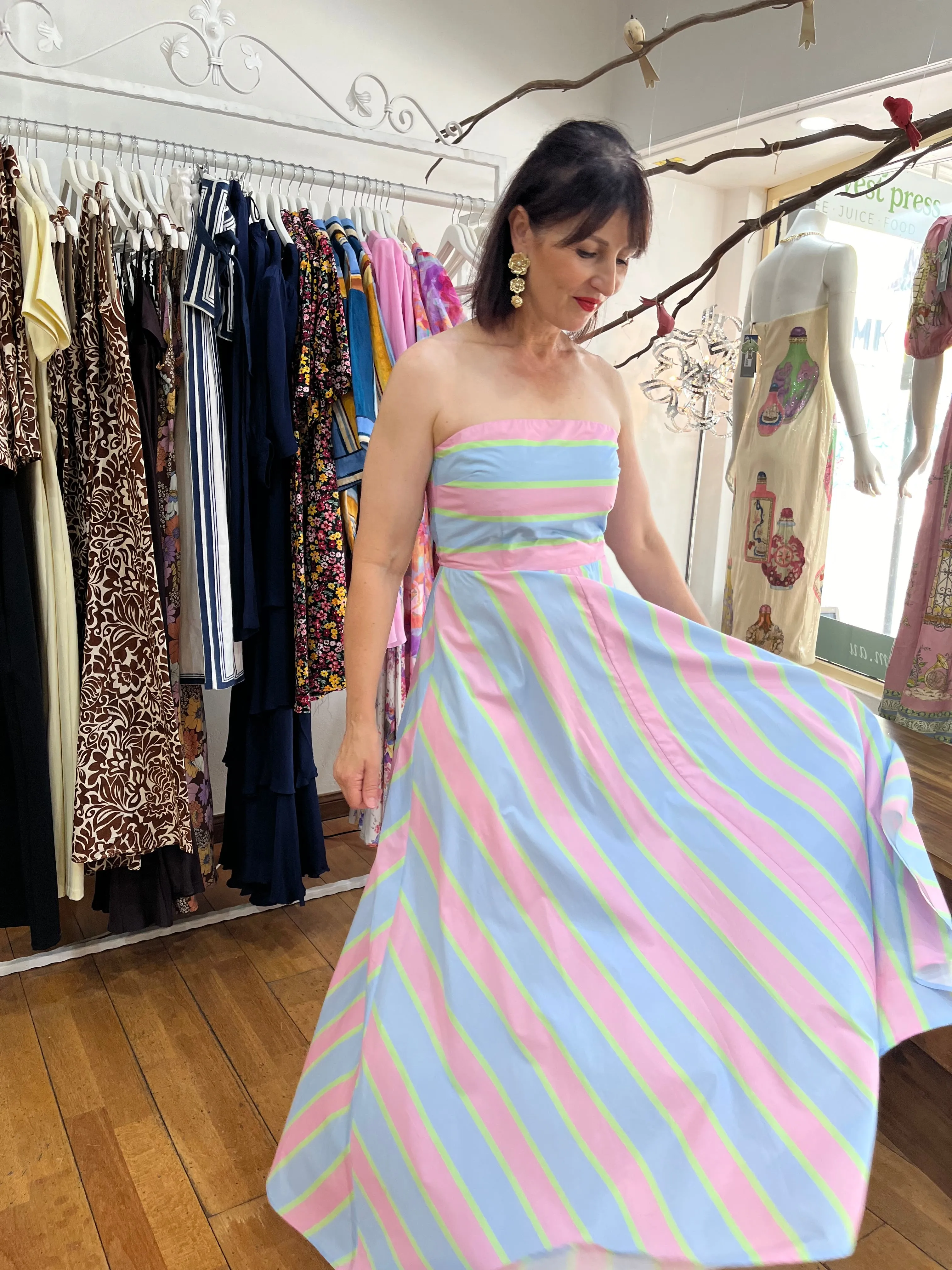 ASTON HAZEL DRESS IN POWDER STRIPE