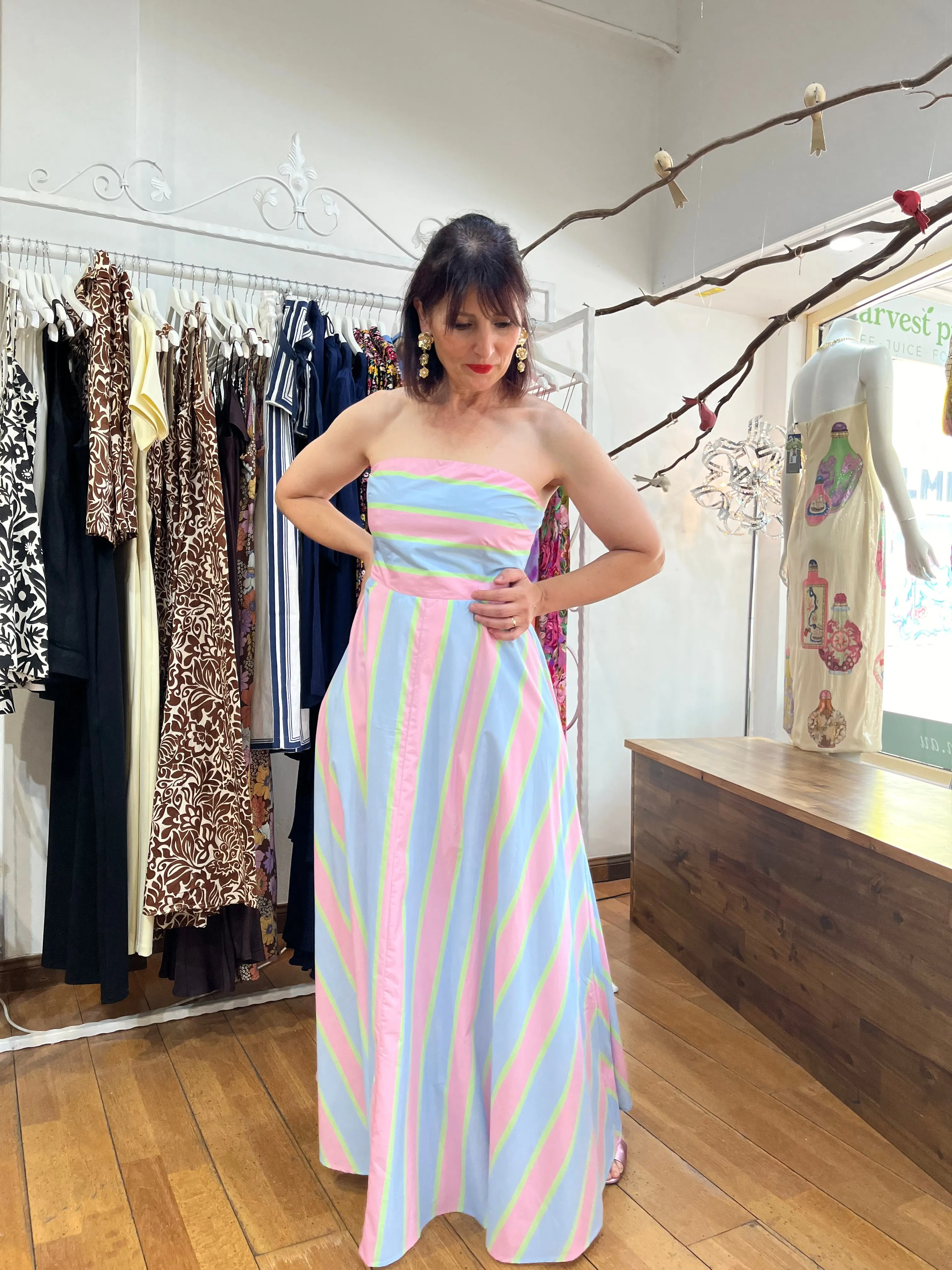 ASTON HAZEL DRESS IN POWDER STRIPE