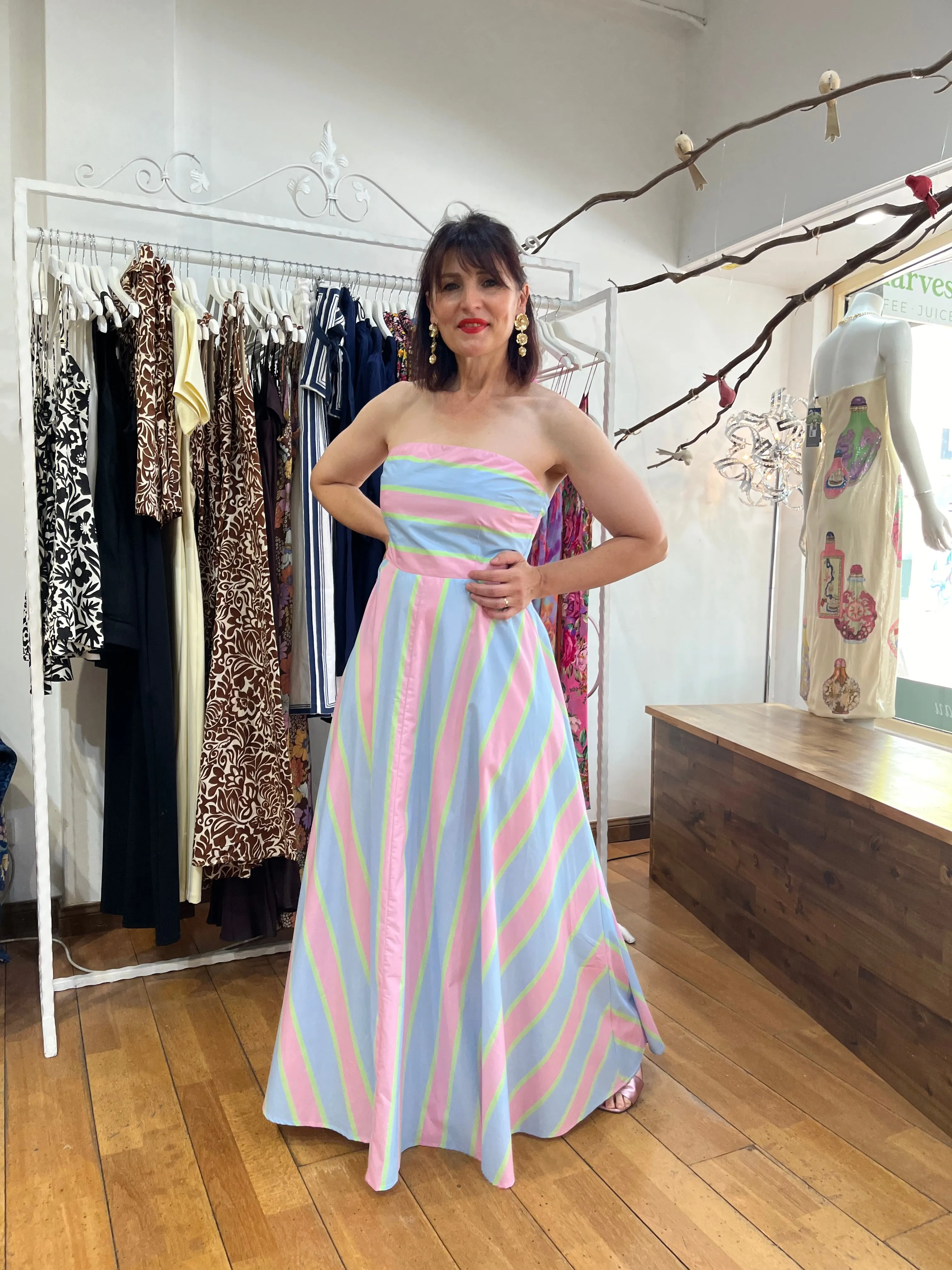 ASTON HAZEL DRESS IN POWDER STRIPE