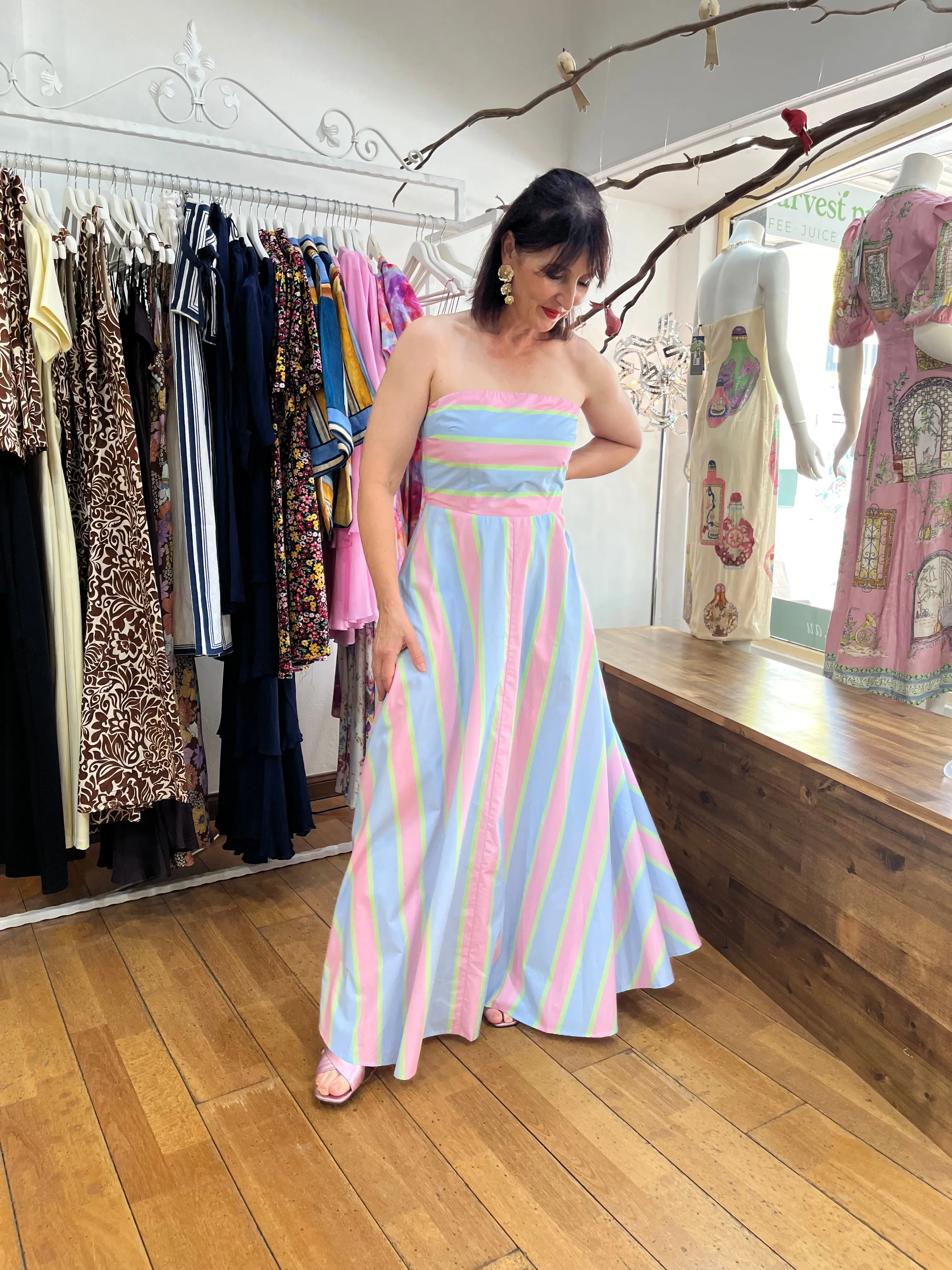 ASTON HAZEL DRESS IN POWDER STRIPE