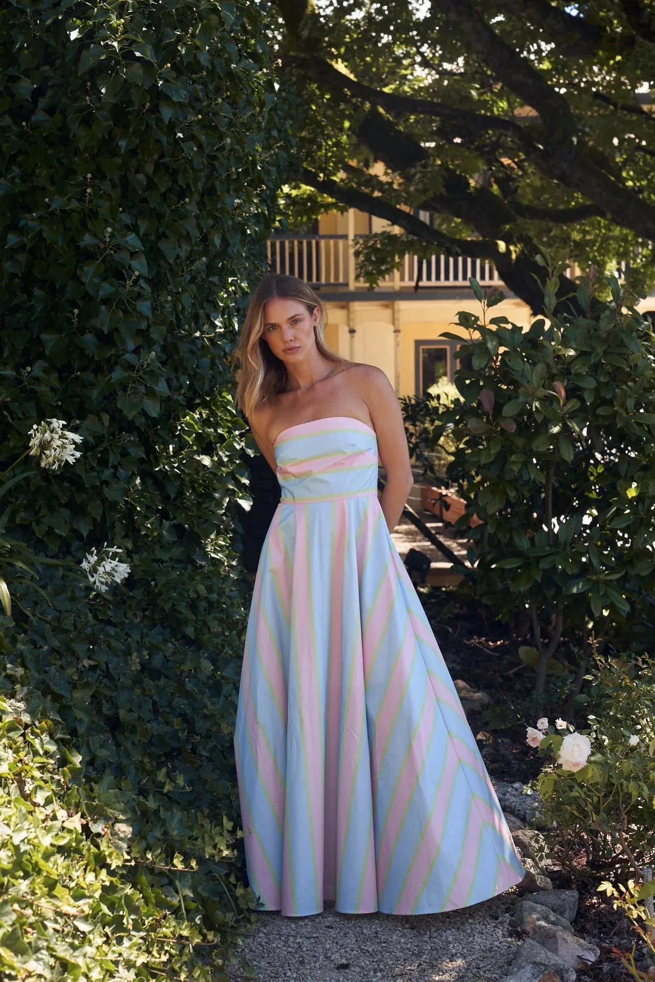 ASTON HAZEL DRESS IN POWDER STRIPE