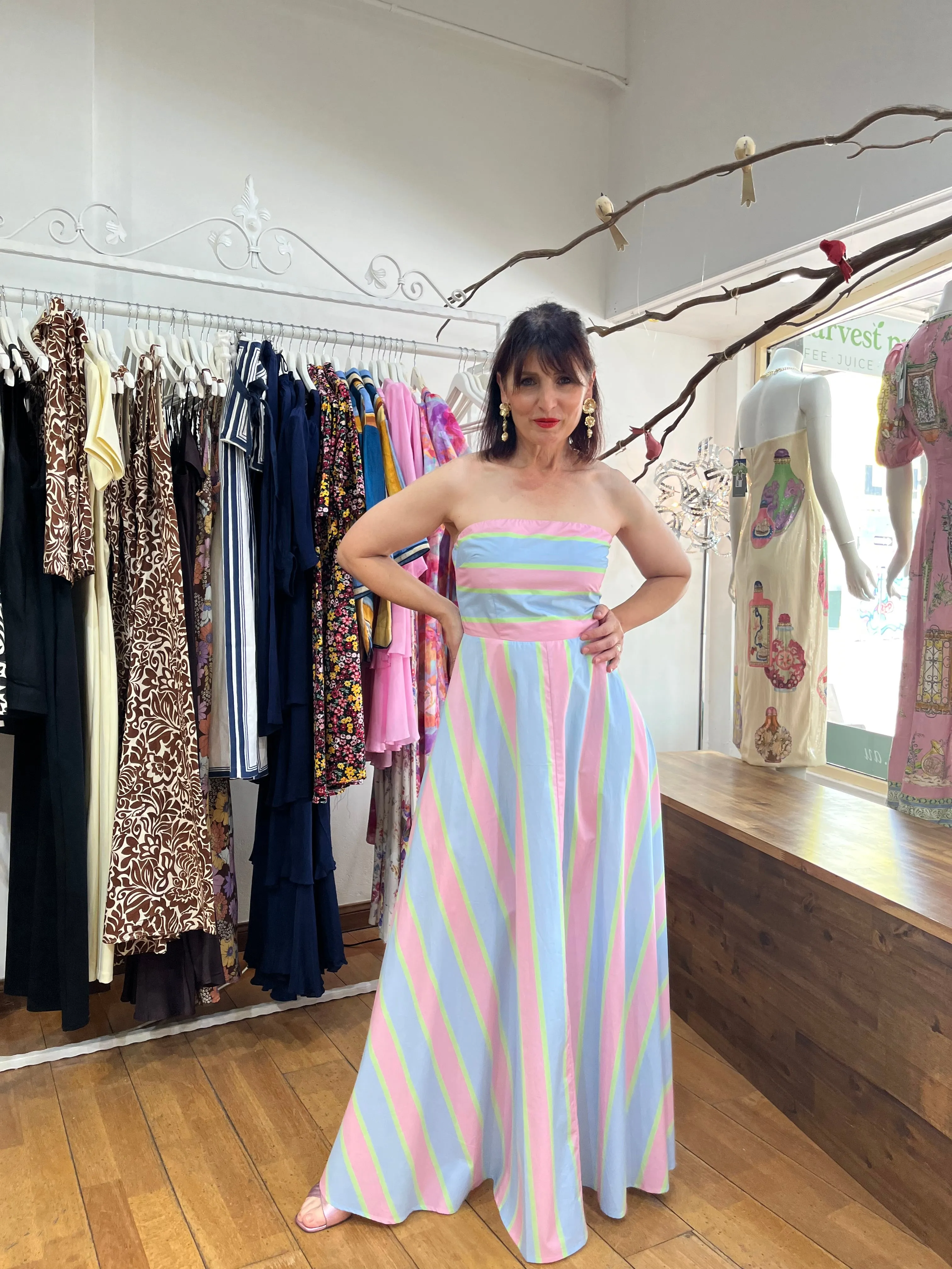 ASTON HAZEL DRESS IN POWDER STRIPE