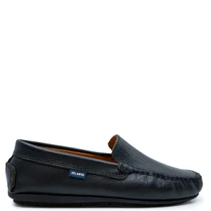 Atlanta Mocassin Black Pressed Leather Loafer